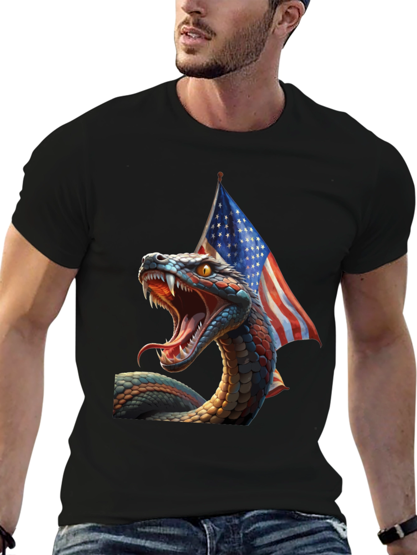 Patriotic Snake Graphic T-Shirt