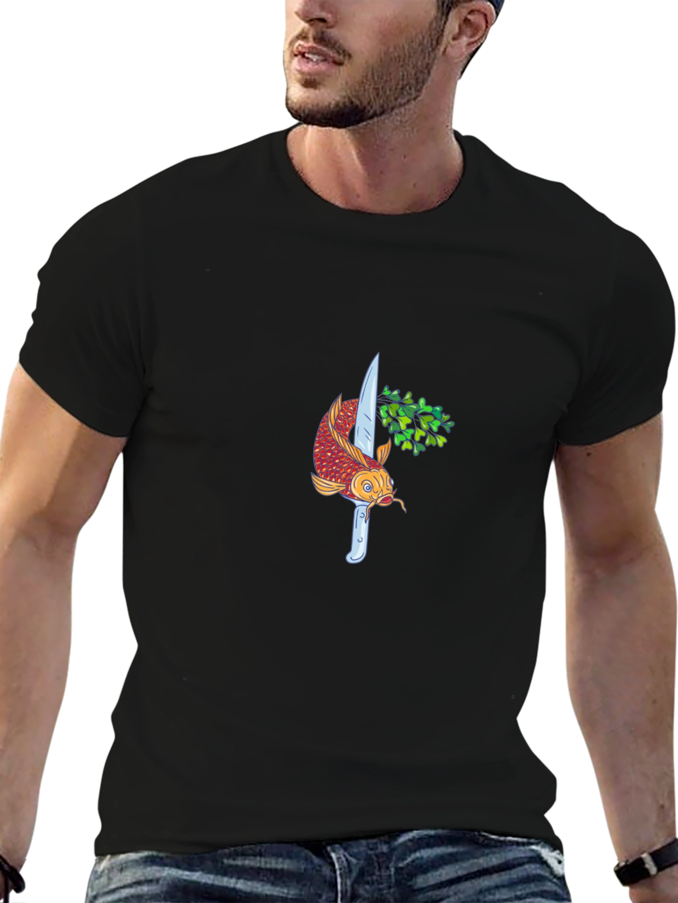 Koi Fish and Knife Graphic Tee