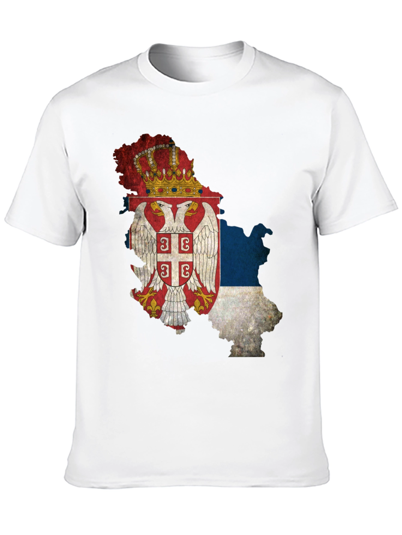 Serbian Flag Map Black T-Shirt