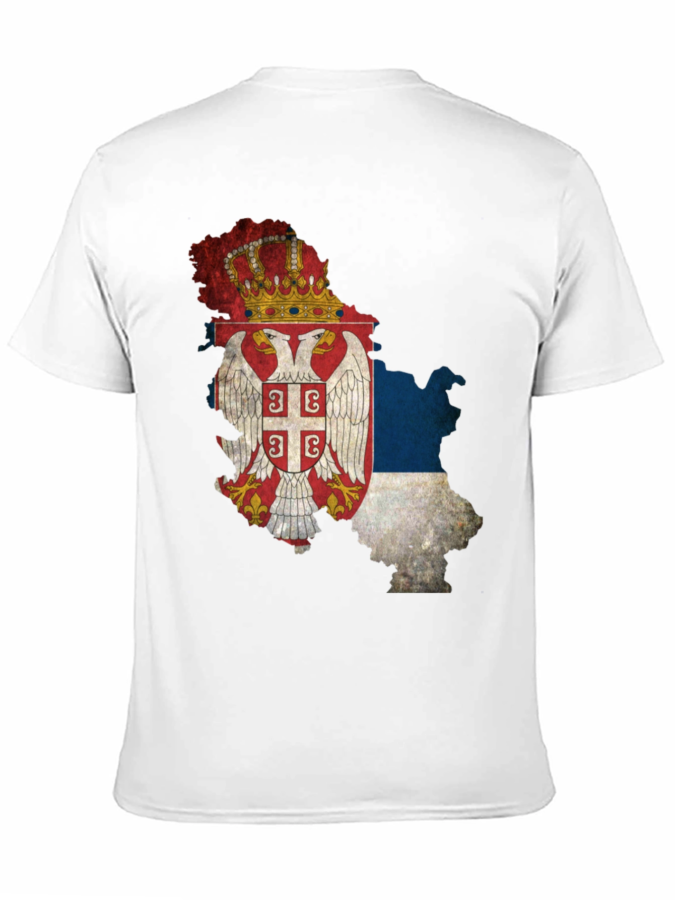 Serbian Flag Map Black T-Shirt