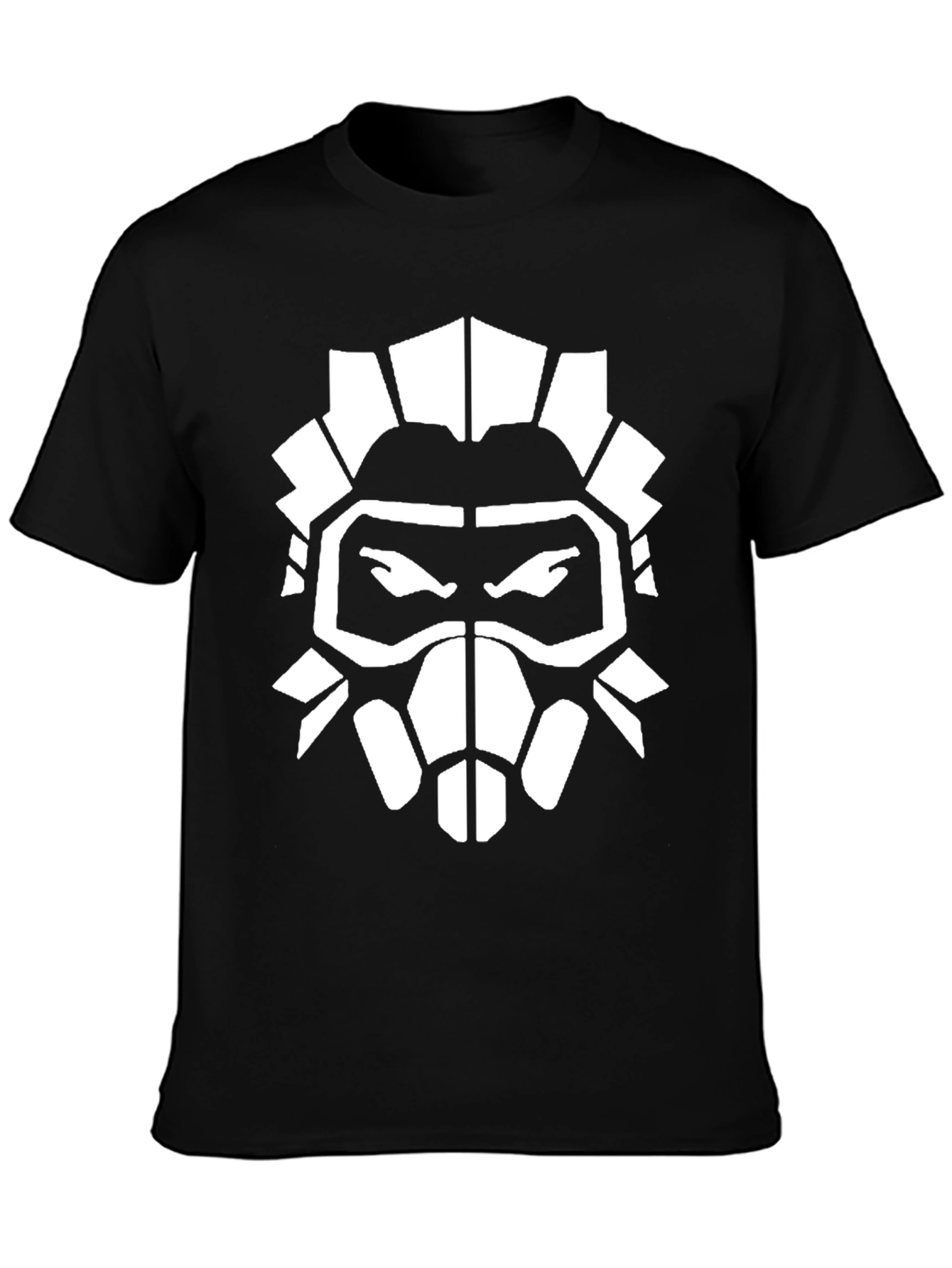 Black T-Shirt with White Graphic Mask Design
