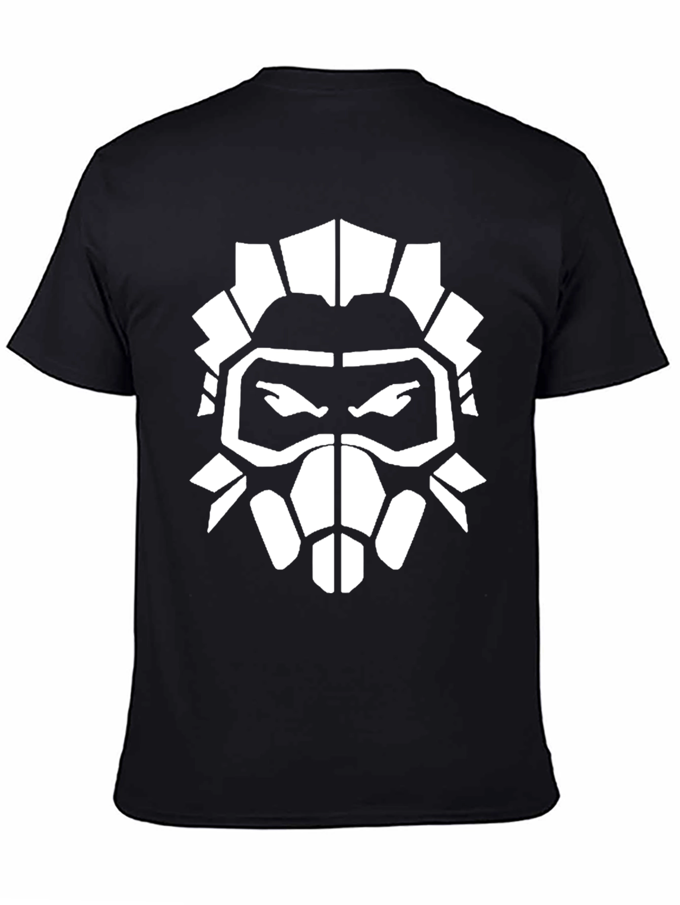 Black T-Shirt with White Graphic Mask Design