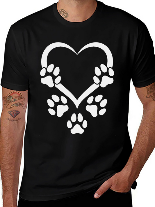 Paw Print Heart T-Shirt - Pet Lover Tee