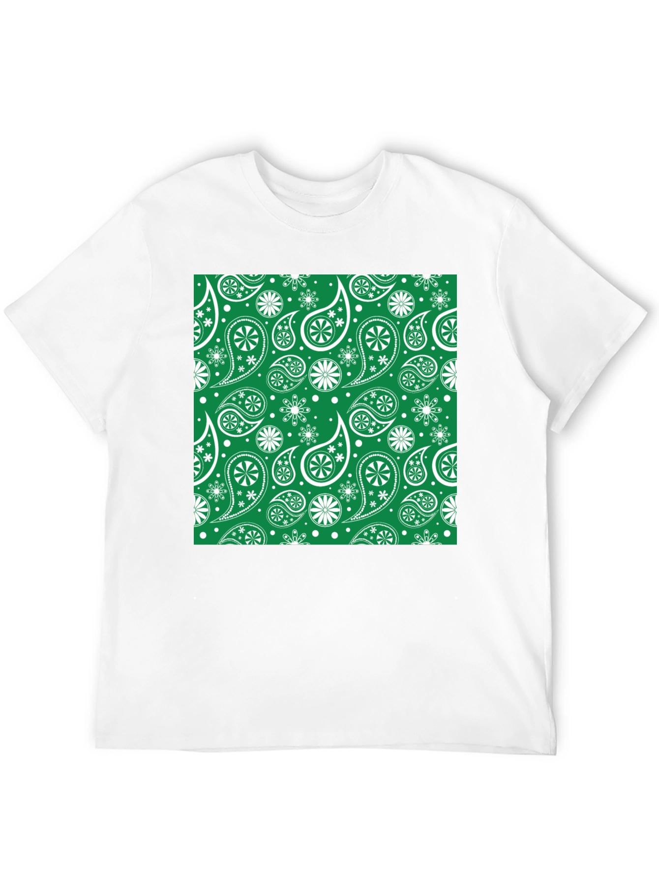 Paisley Print T-Shirt - Emerald Green Design