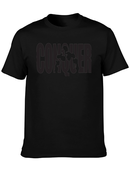 Conquer Graphic T-Shirt - Black Crew Neck Tee