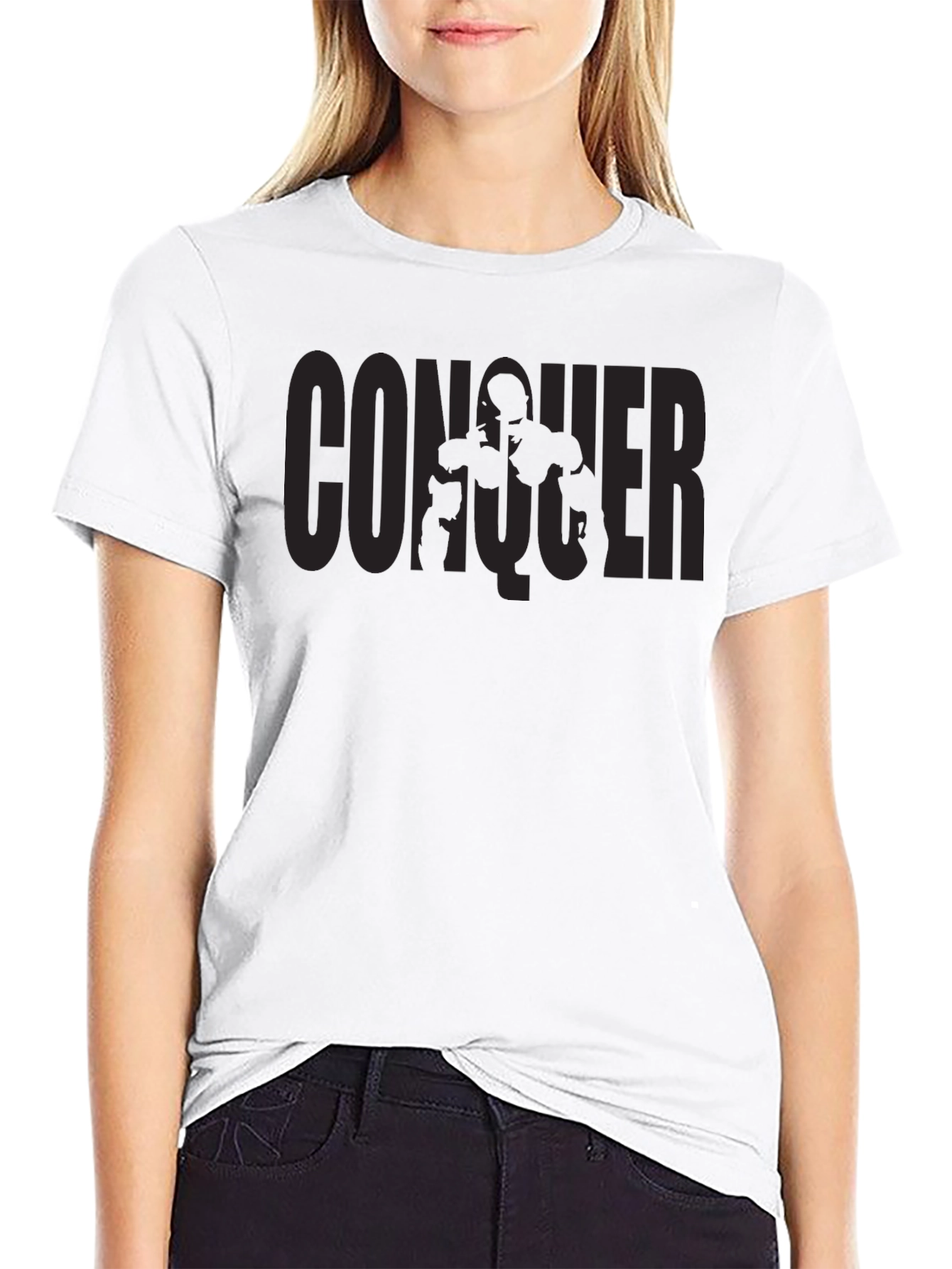 Conquer Graphic T-Shirt - Black Crew Neck Tee