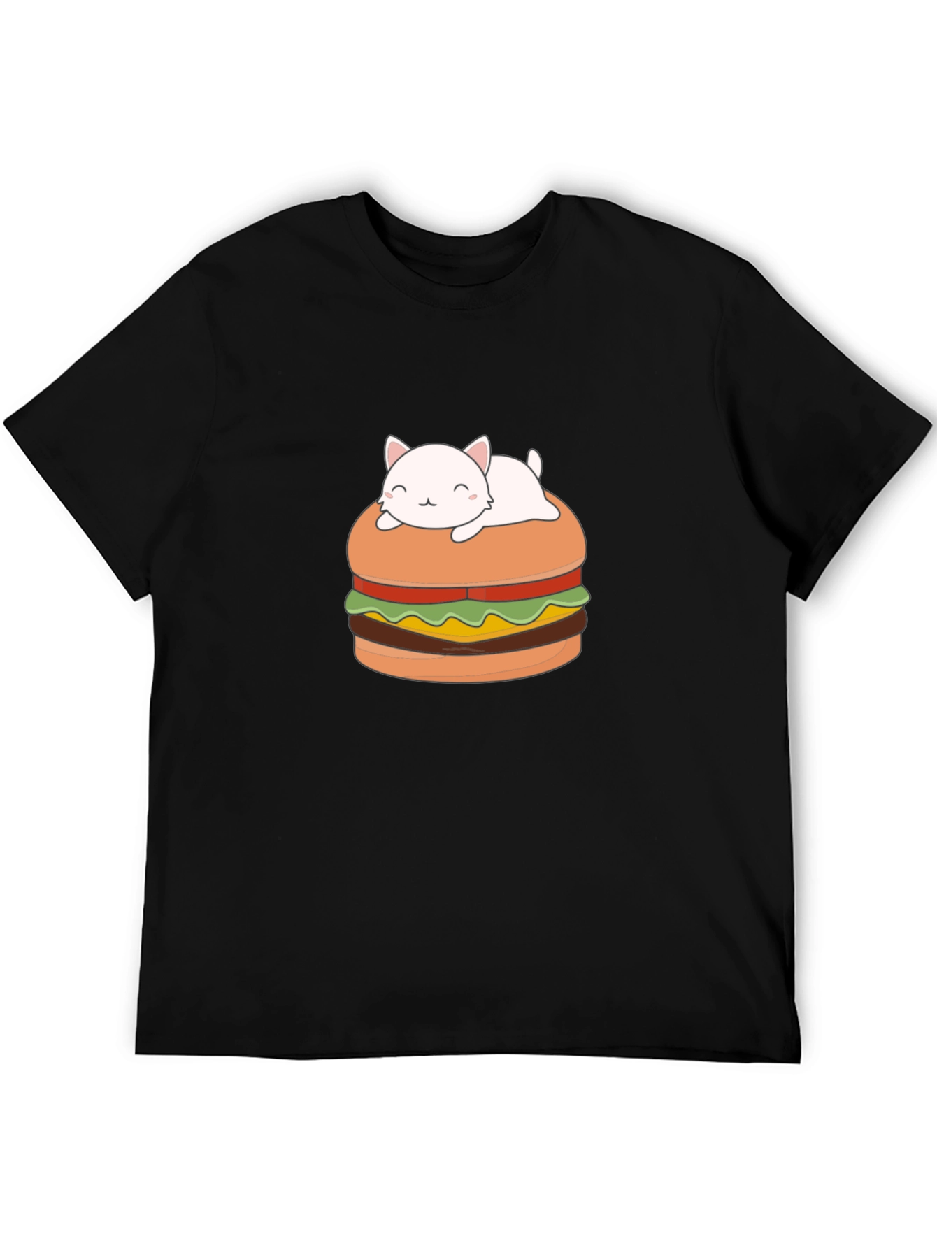 Cat Burger Graphic Tee - Unisex Black T-Shirt