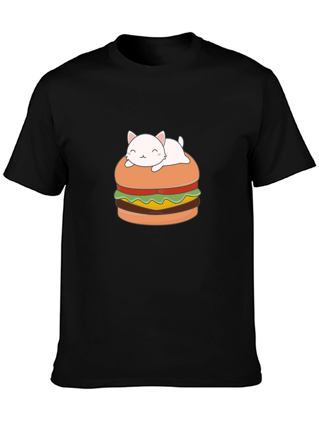 Cat Burger Graphic Tee - Unisex Black T-Shirt