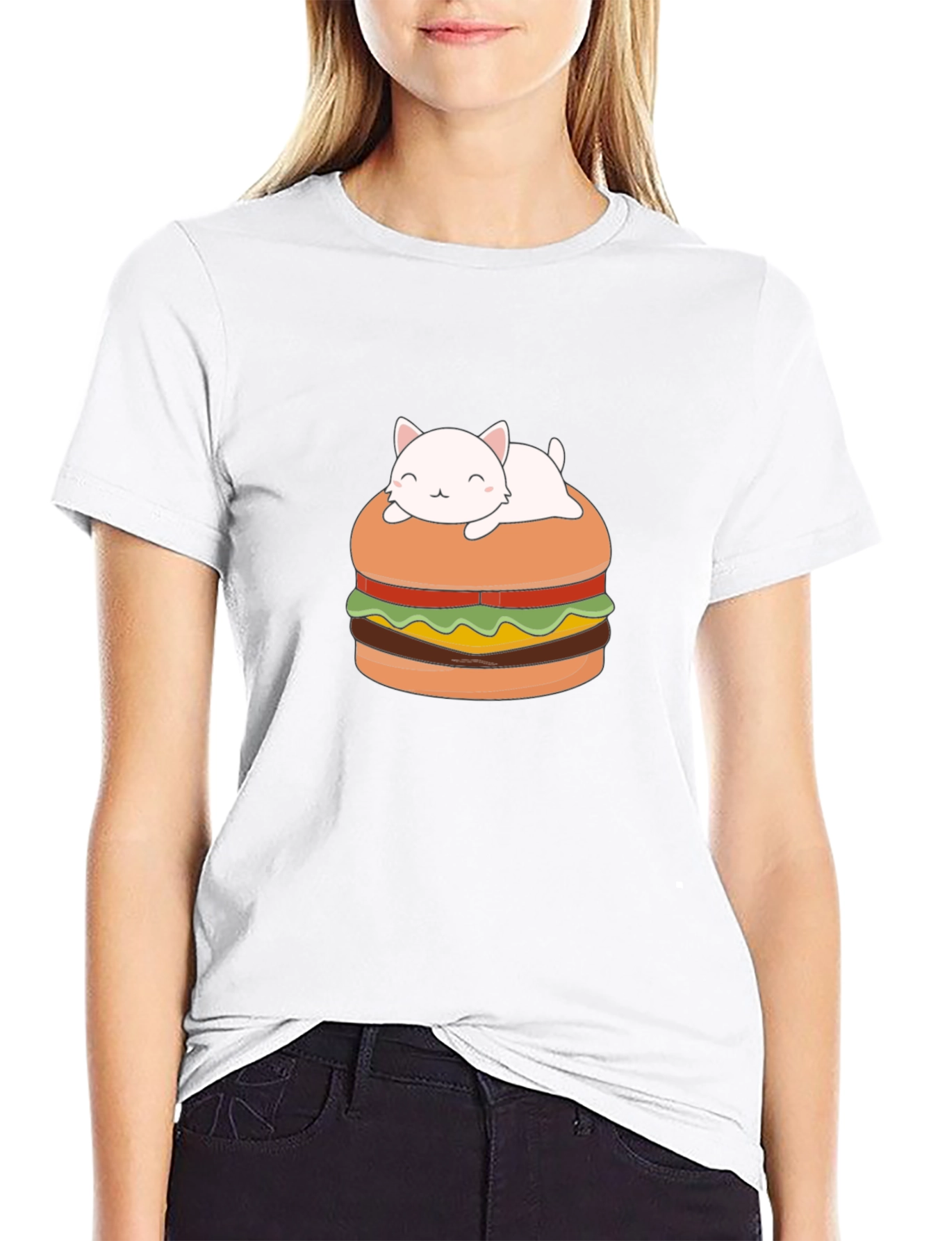Cat Burger Graphic Tee - Unisex Black T-Shirt
