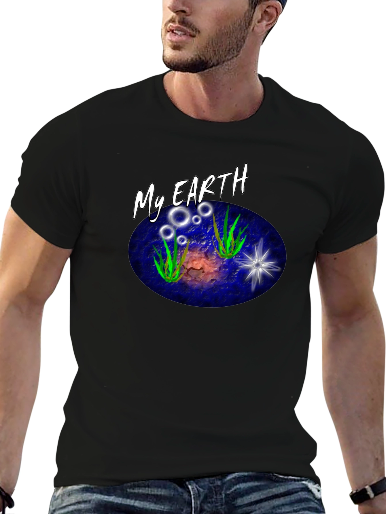 My Earth Graphic T-Shirt - Black Cotton Tee