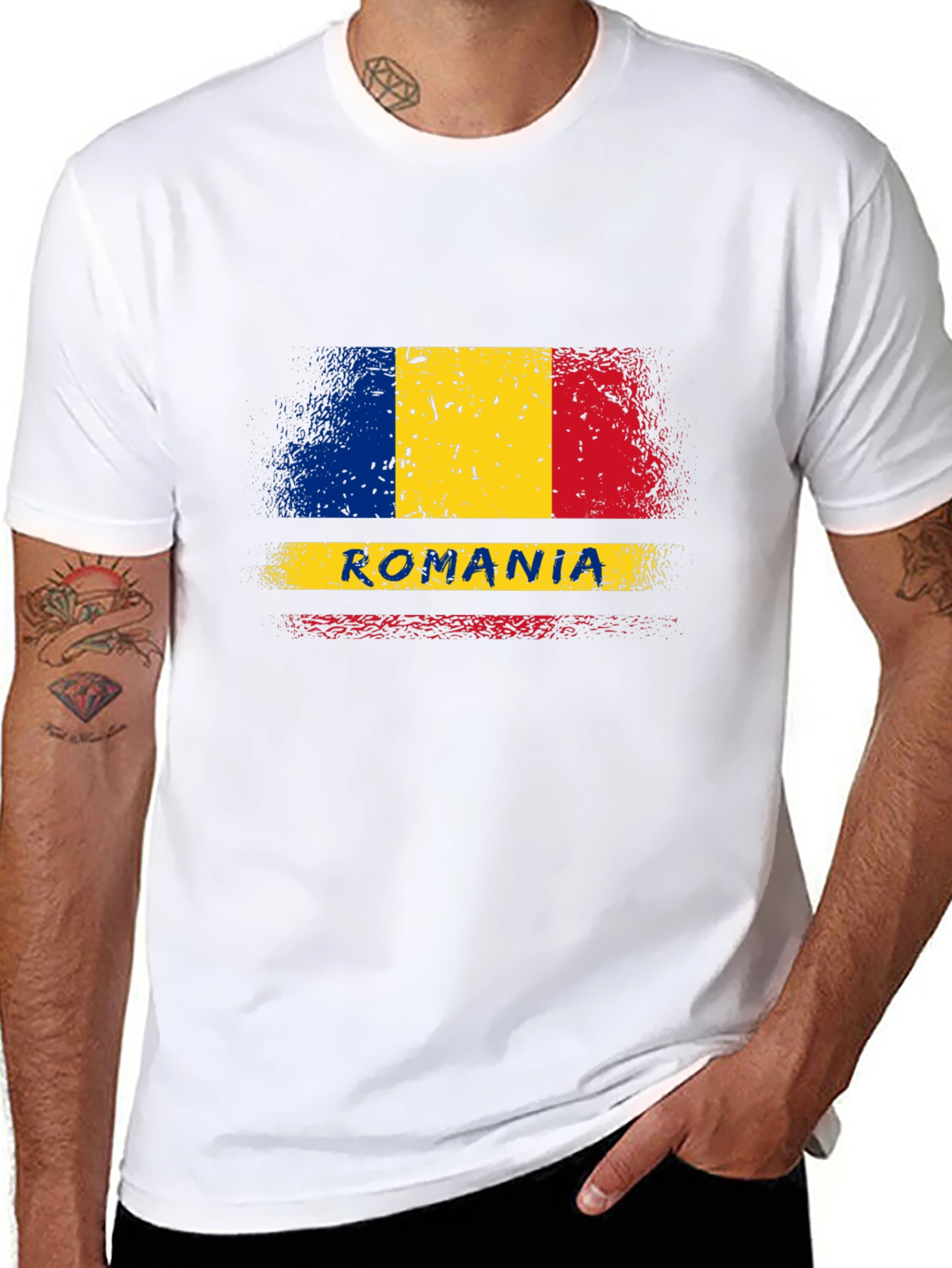 Romania Flag T-Shirt - Distressed Design