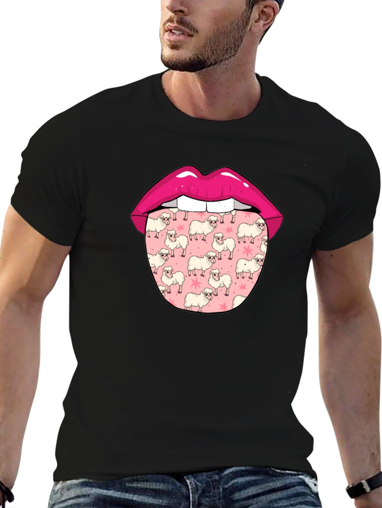 Sheep Tongue Graphic Tee - Quirky Mens T-Shirt