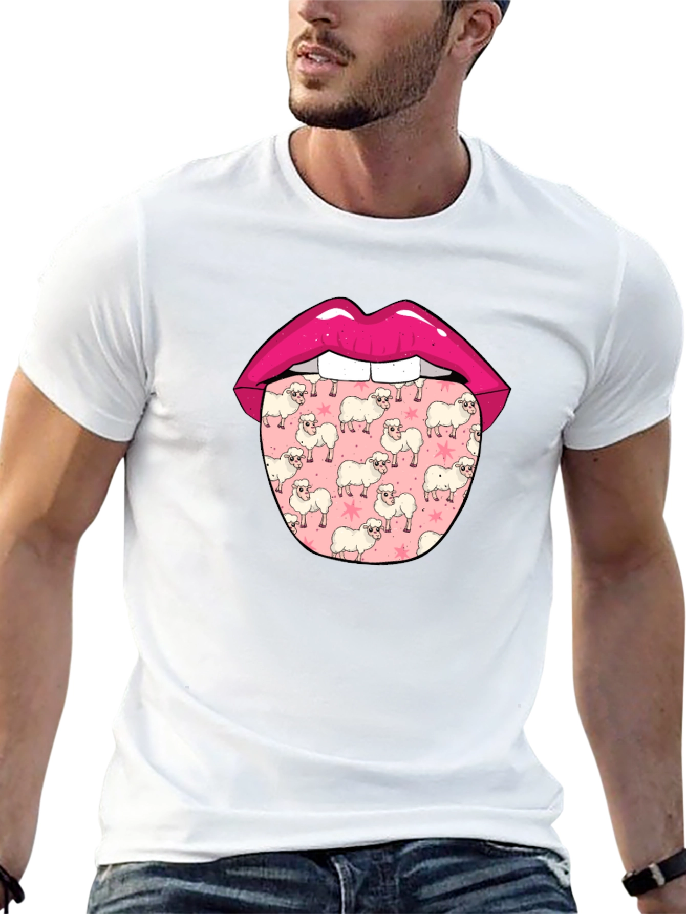 Sheep Tongue Graphic Tee - Quirky Mens T-Shirt