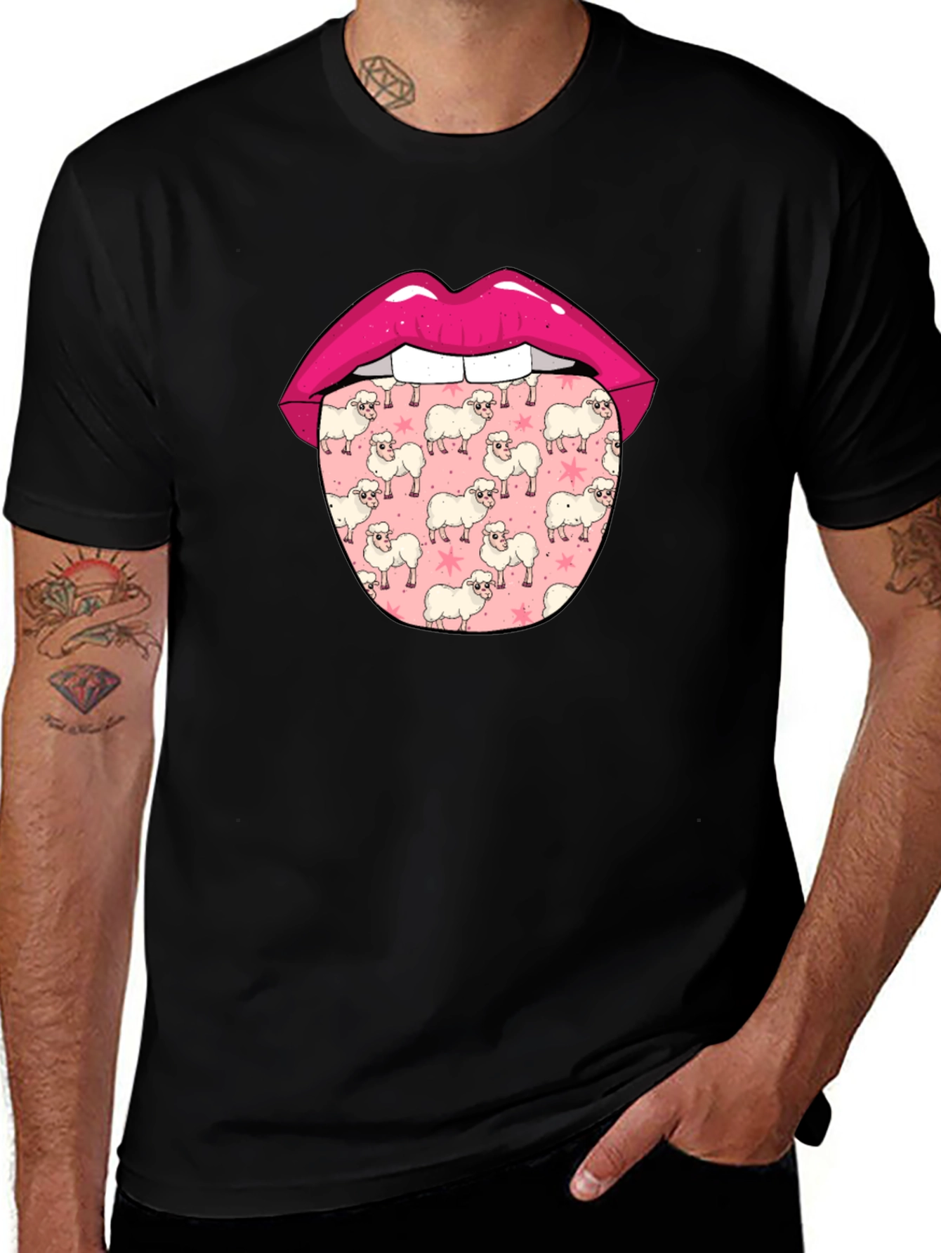 Sheep Tongue Graphic Tee - Quirky Mens T-Shirt