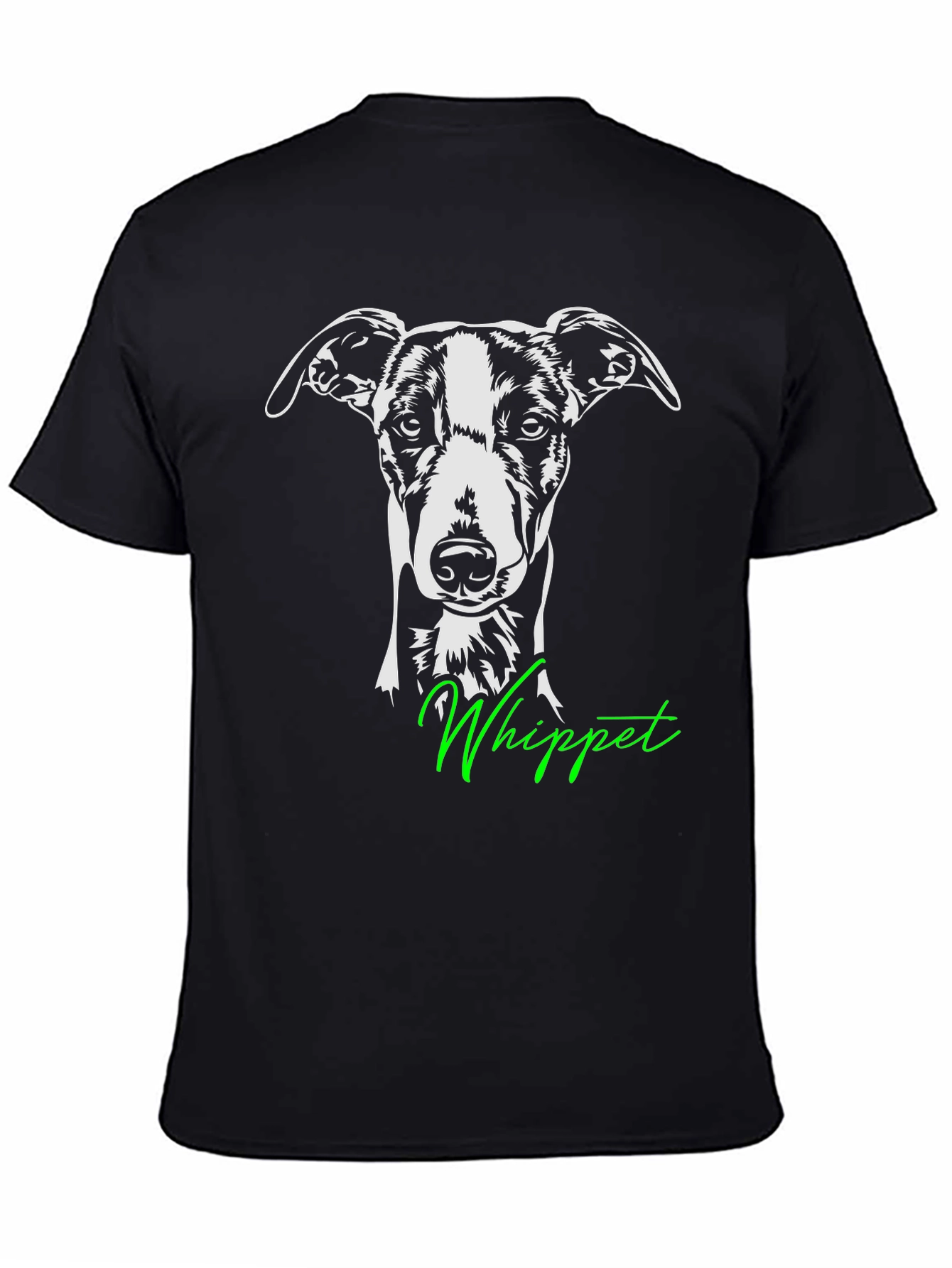 Whippet Dog Graphic Tee - Black Cotton T-Shirt