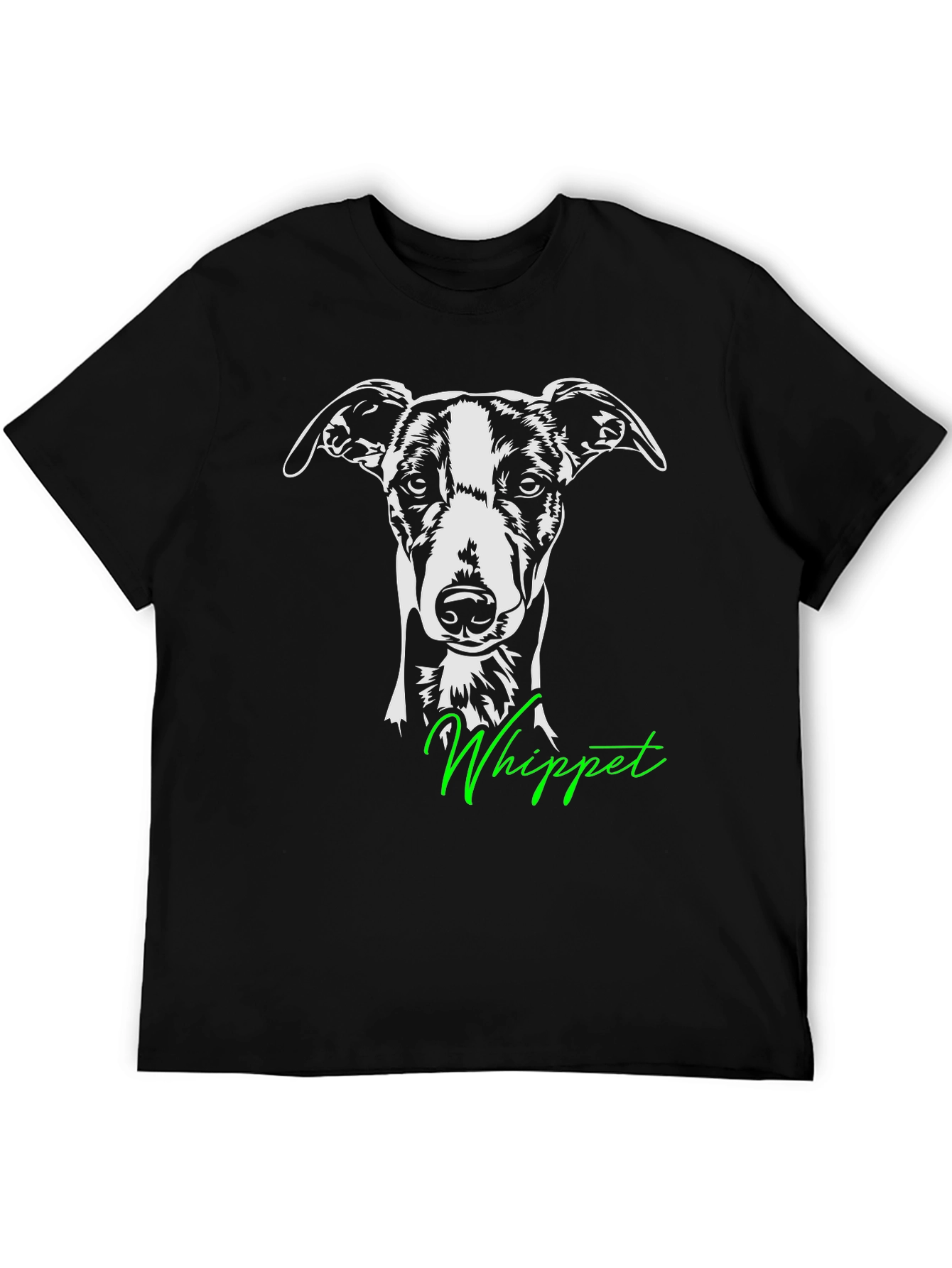 Whippet Dog Graphic Tee - Black Cotton T-Shirt