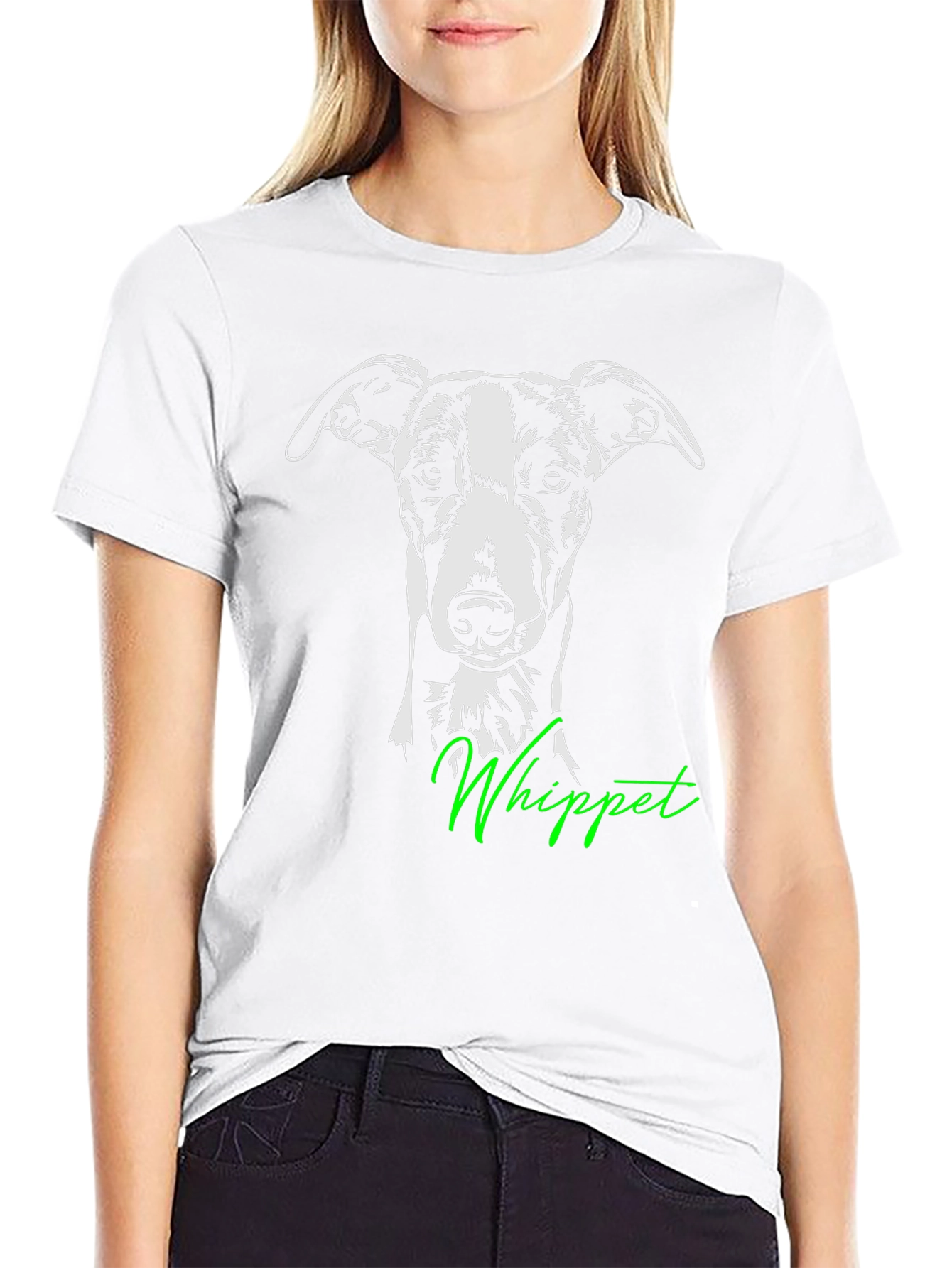Whippet Dog Graphic Tee - Black Cotton T-Shirt