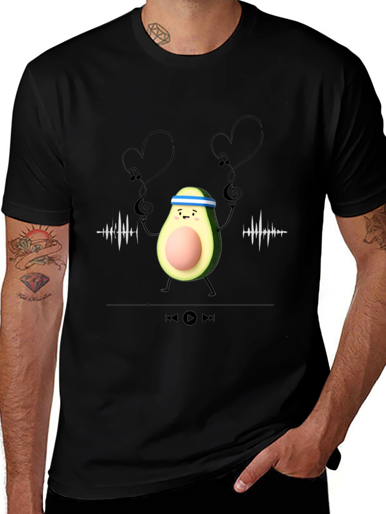 Avocado Gym Music Lover Graphic Tee
