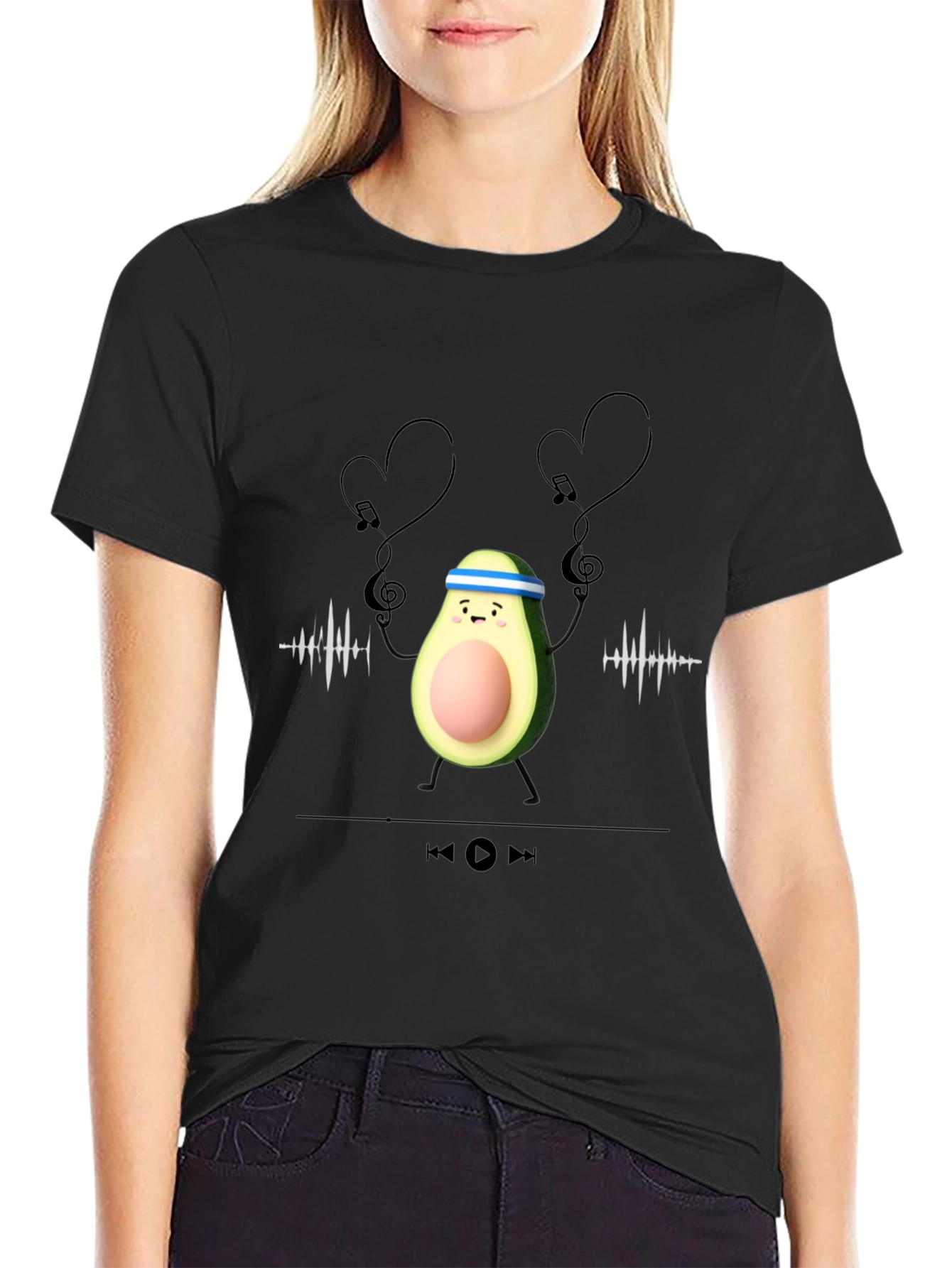 Avocado Gym Music Lover Graphic Tee