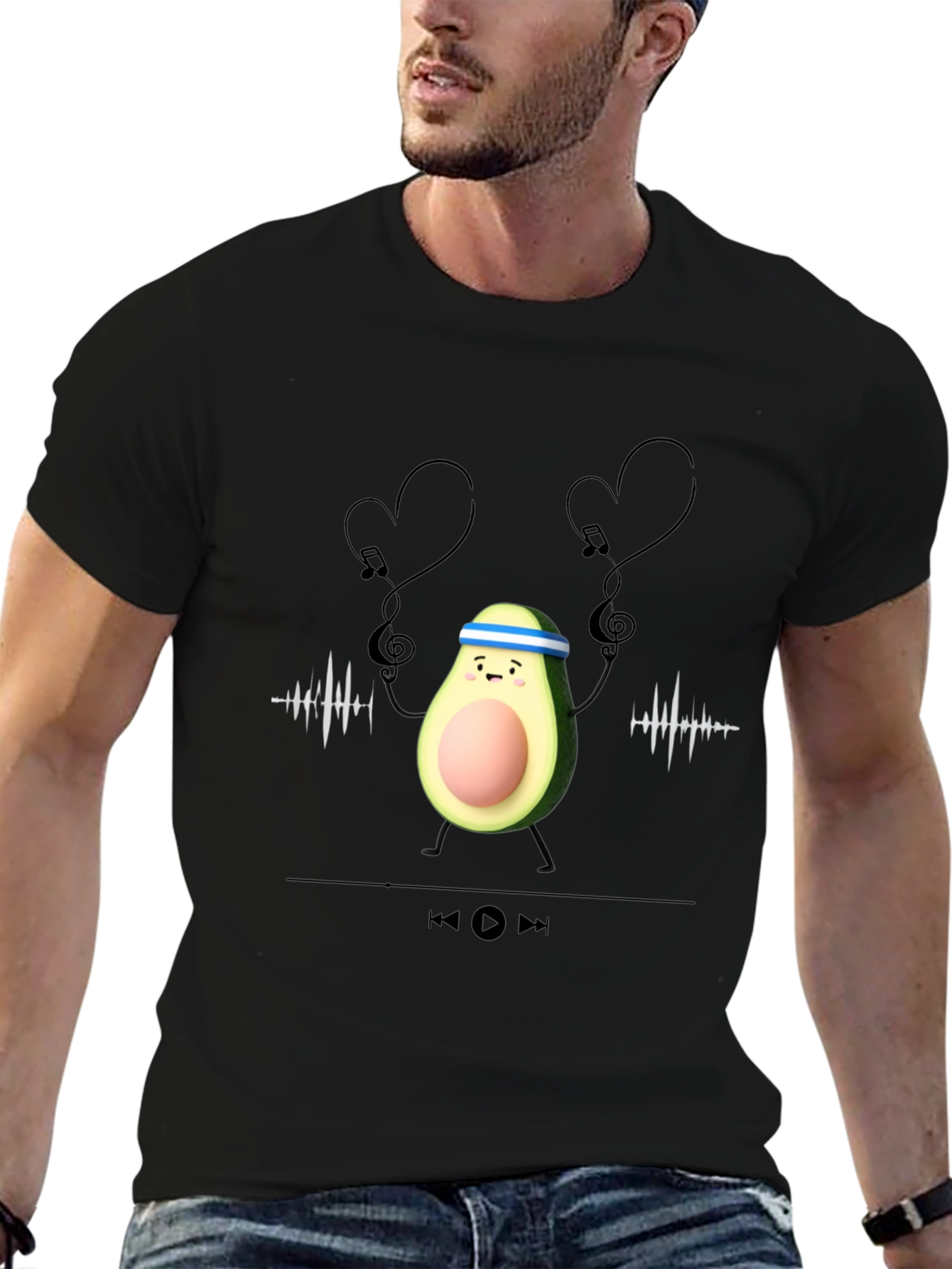 Avocado Gym Music Lover Graphic Tee