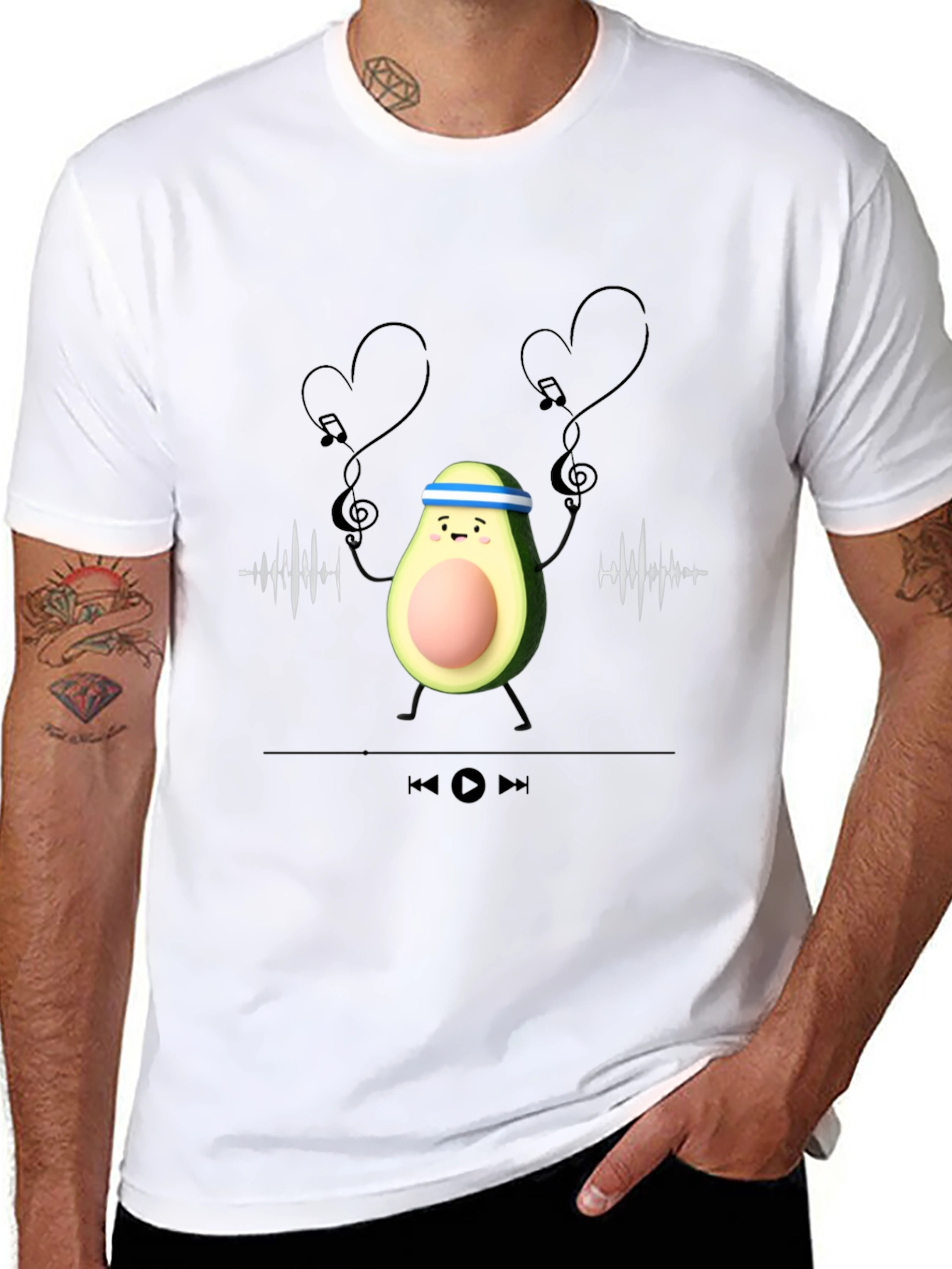 Avocado Gym Music Lover Graphic Tee