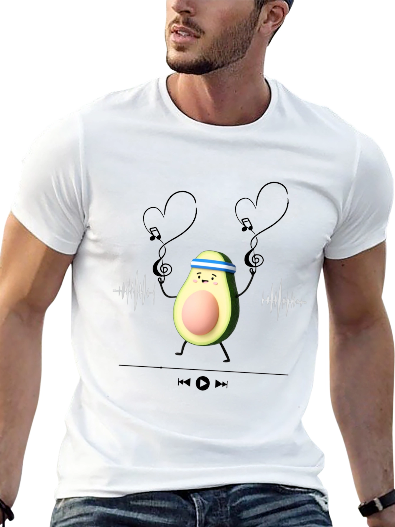Avocado Gym Music Lover Graphic Tee