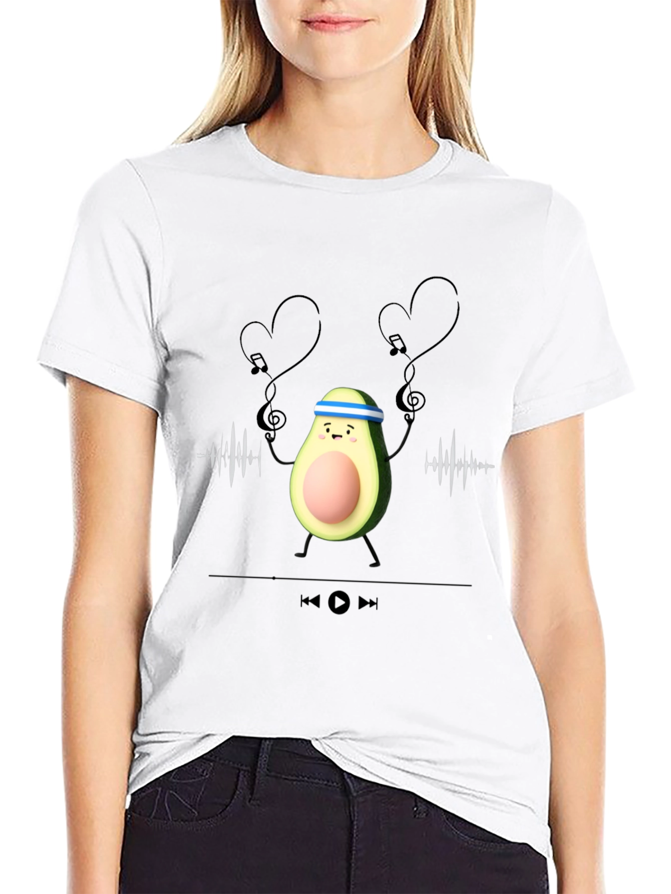 Avocado Gym Music Lover Graphic Tee