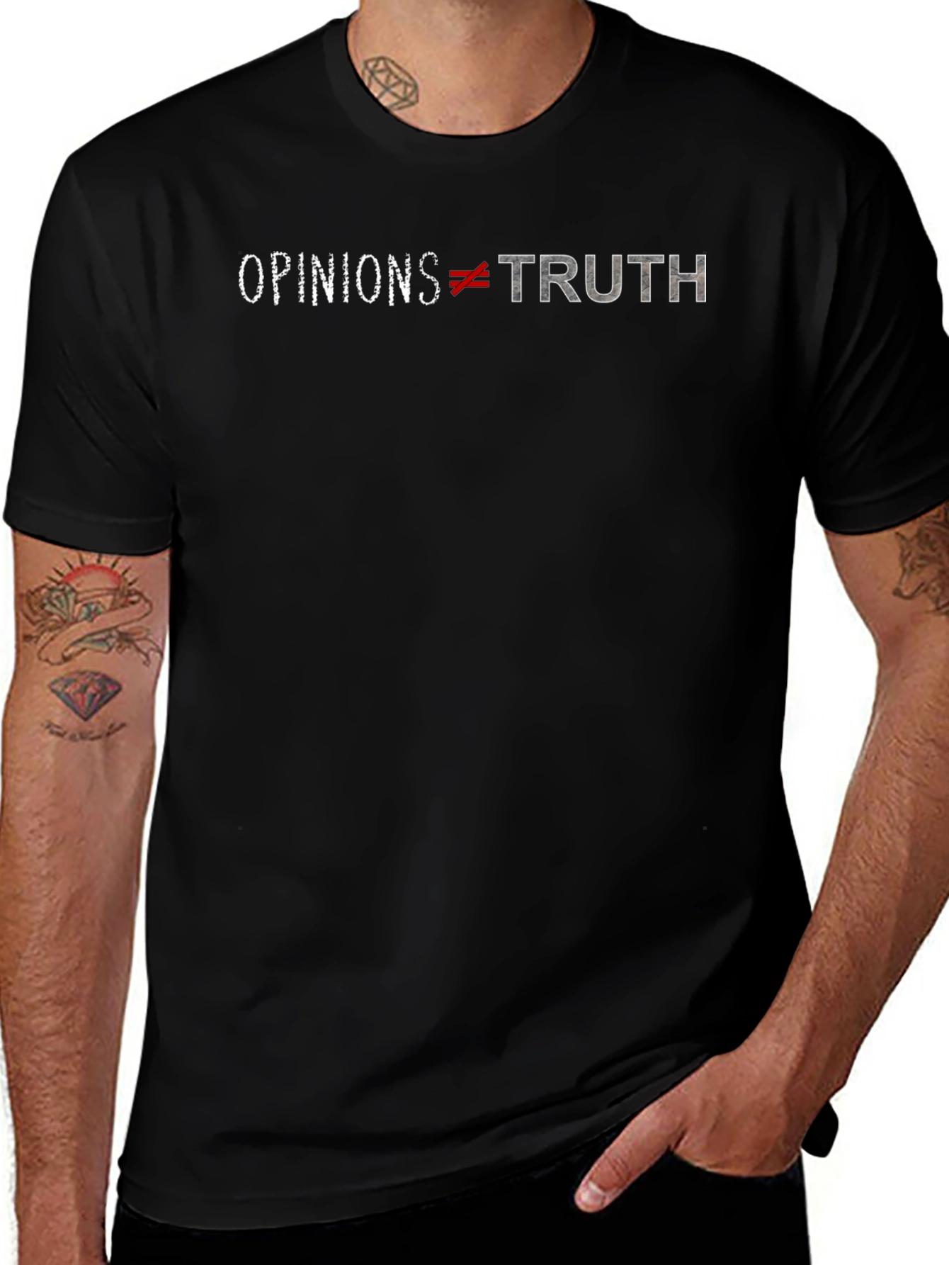 Opinions Not Truth Graphic T-Shirt - Black Cotton Tee