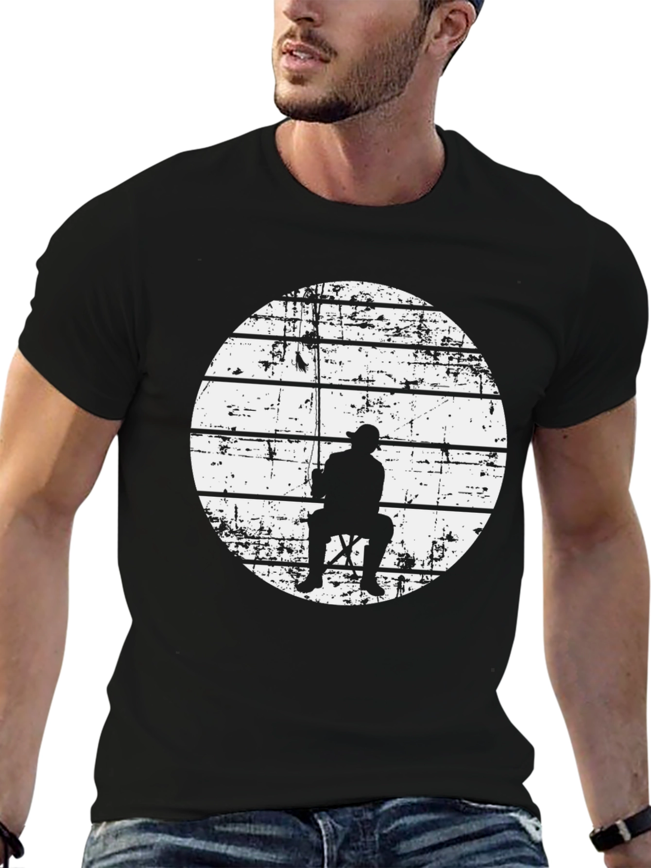 Fisherman Silhouette Graphic T-Shirt