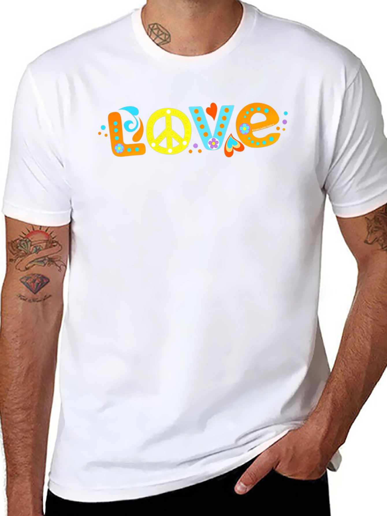 Retro Peace & Love T-Shirt - Groovy Hippie Style