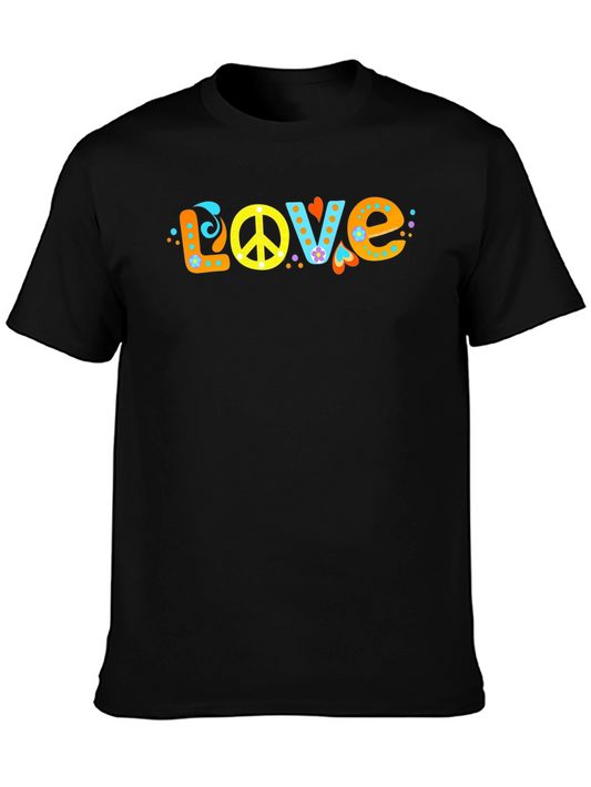 Retro Peace & Love T-Shirt - Groovy Hippie Style