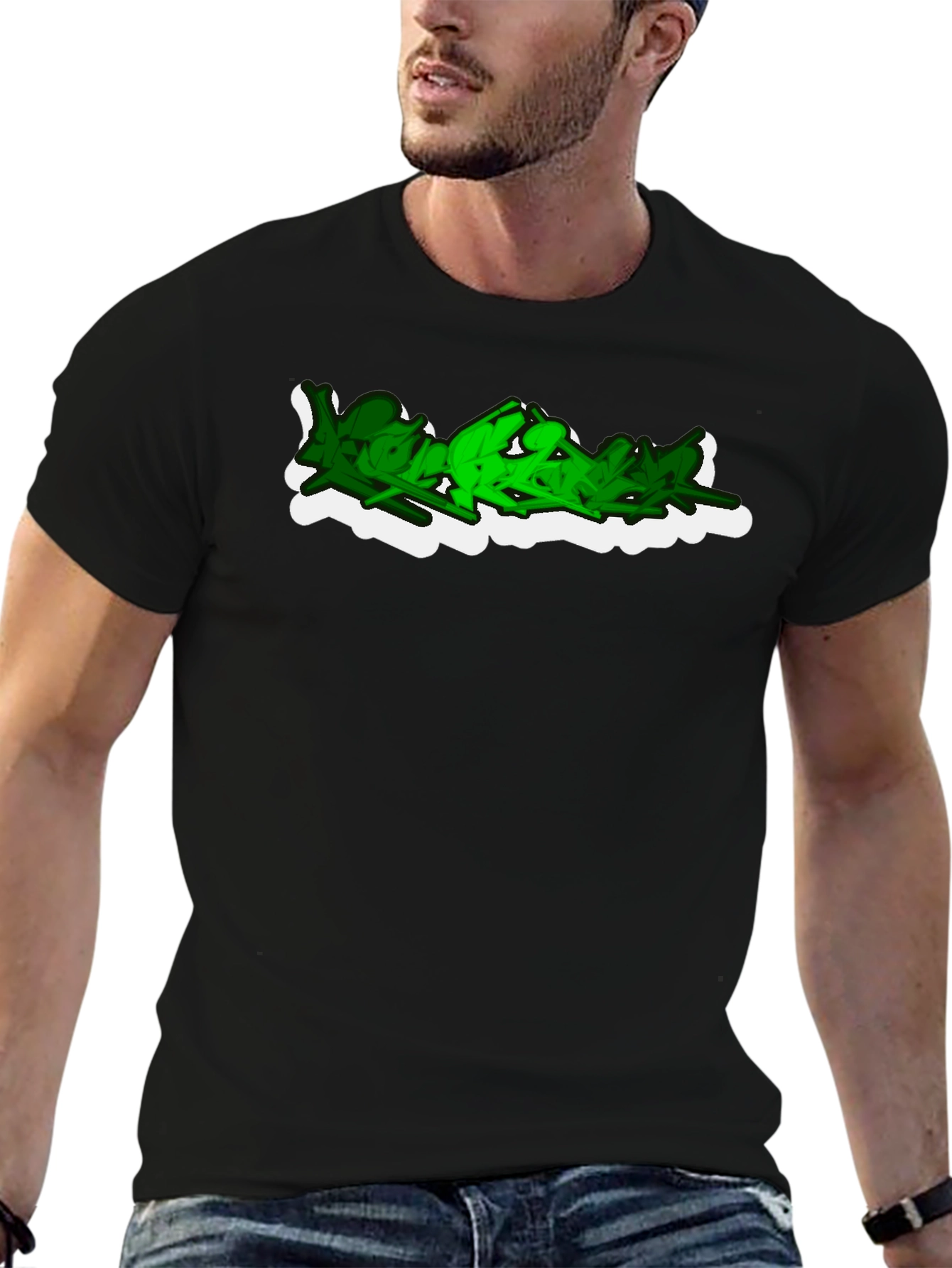 Urban Graffiti Style Black T-Shirt