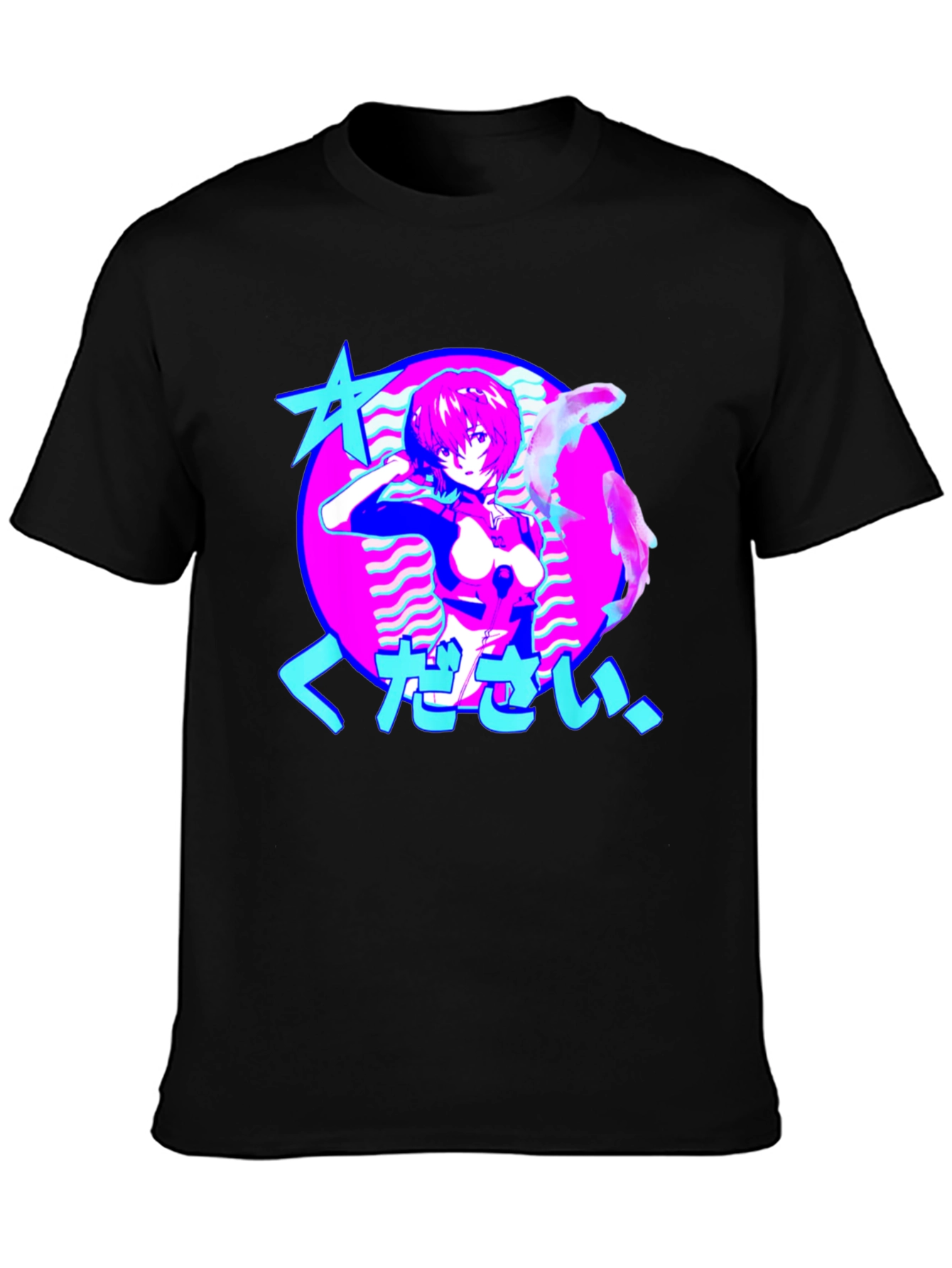 Anime Girl Graphic Tee - Retro Vaporwave Design