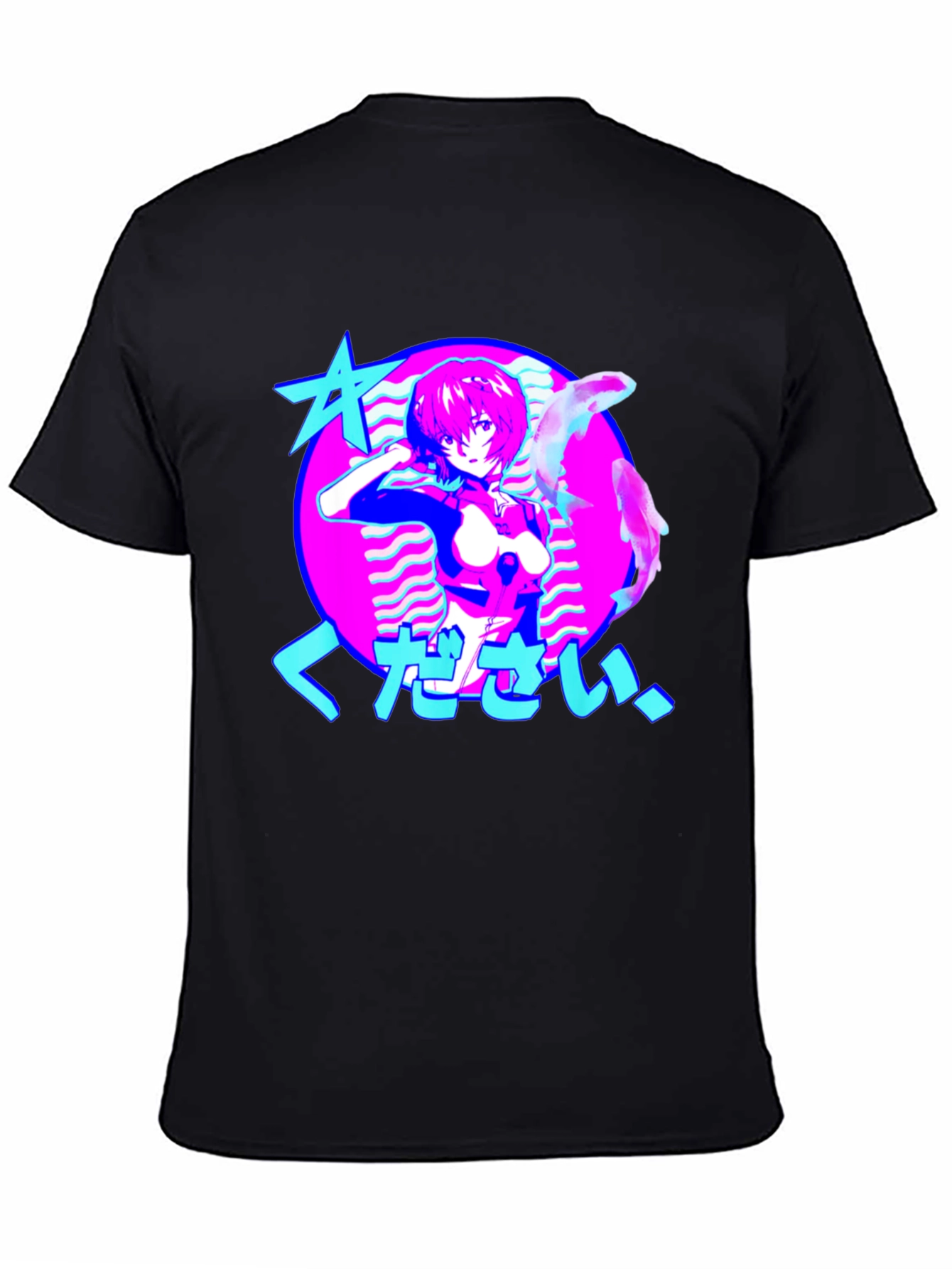 Anime Girl Graphic Tee - Retro Vaporwave Design