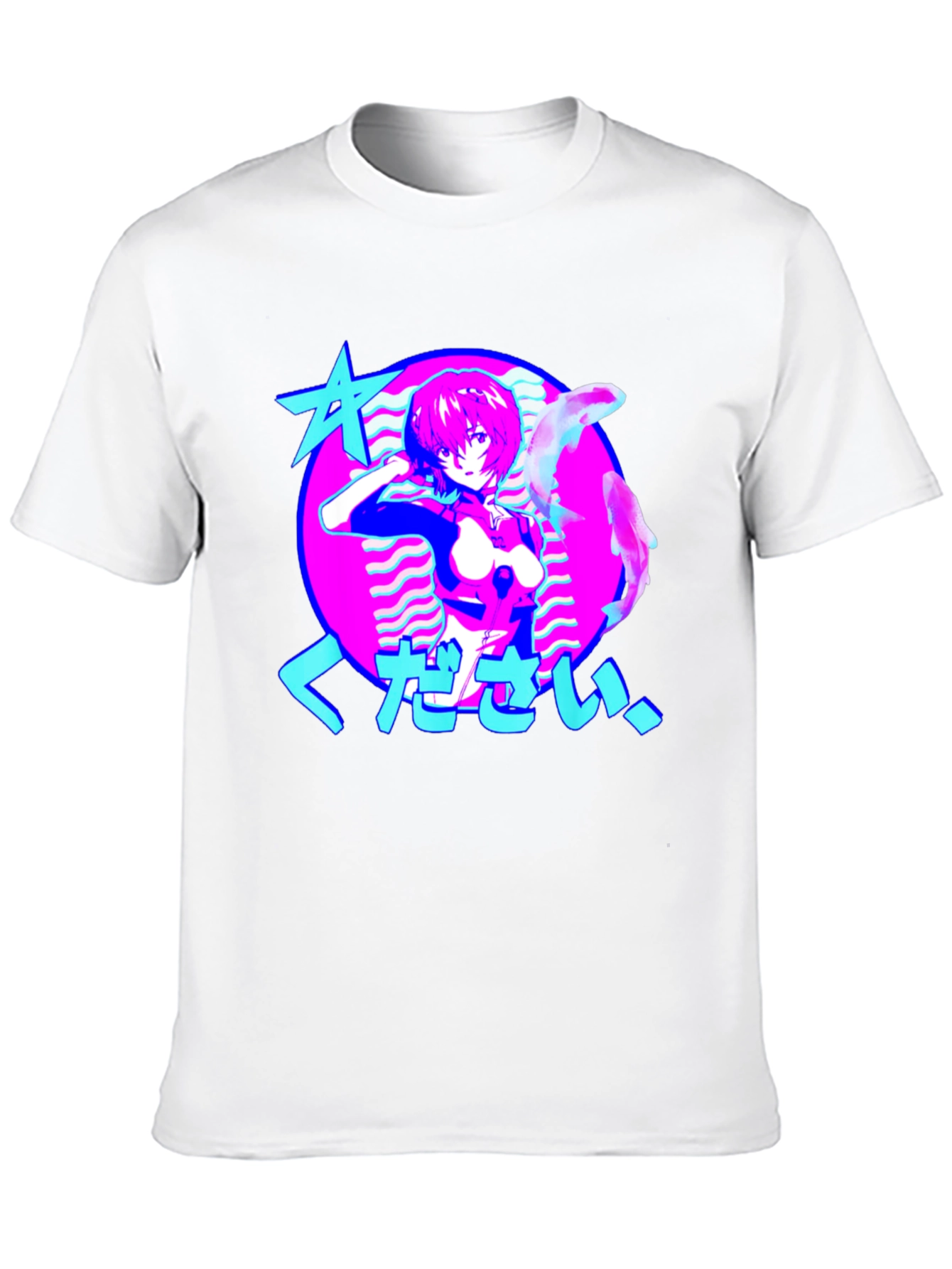 Anime Girl Graphic Tee - Retro Vaporwave Design