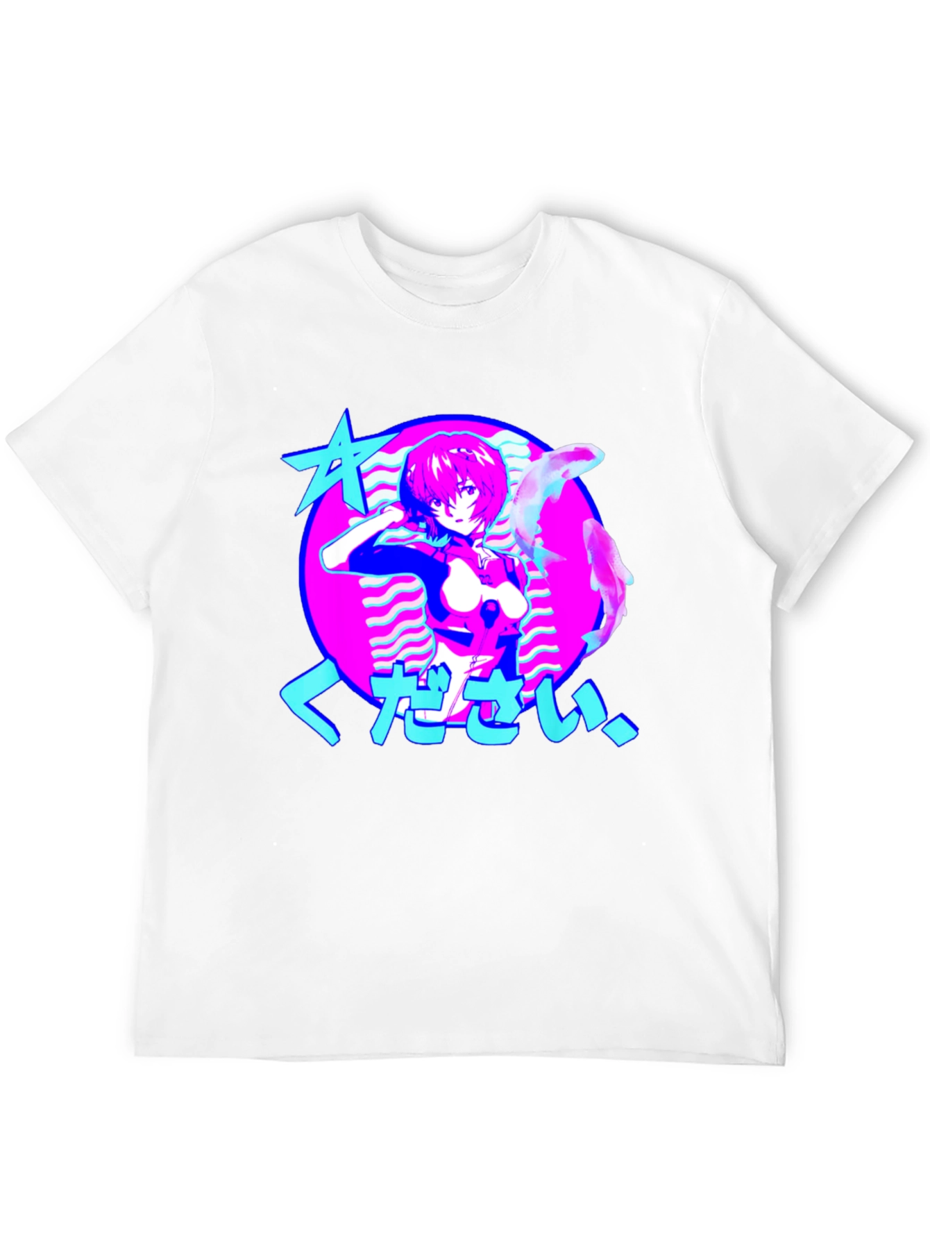 Anime Girl Graphic Tee - Retro Vaporwave Design