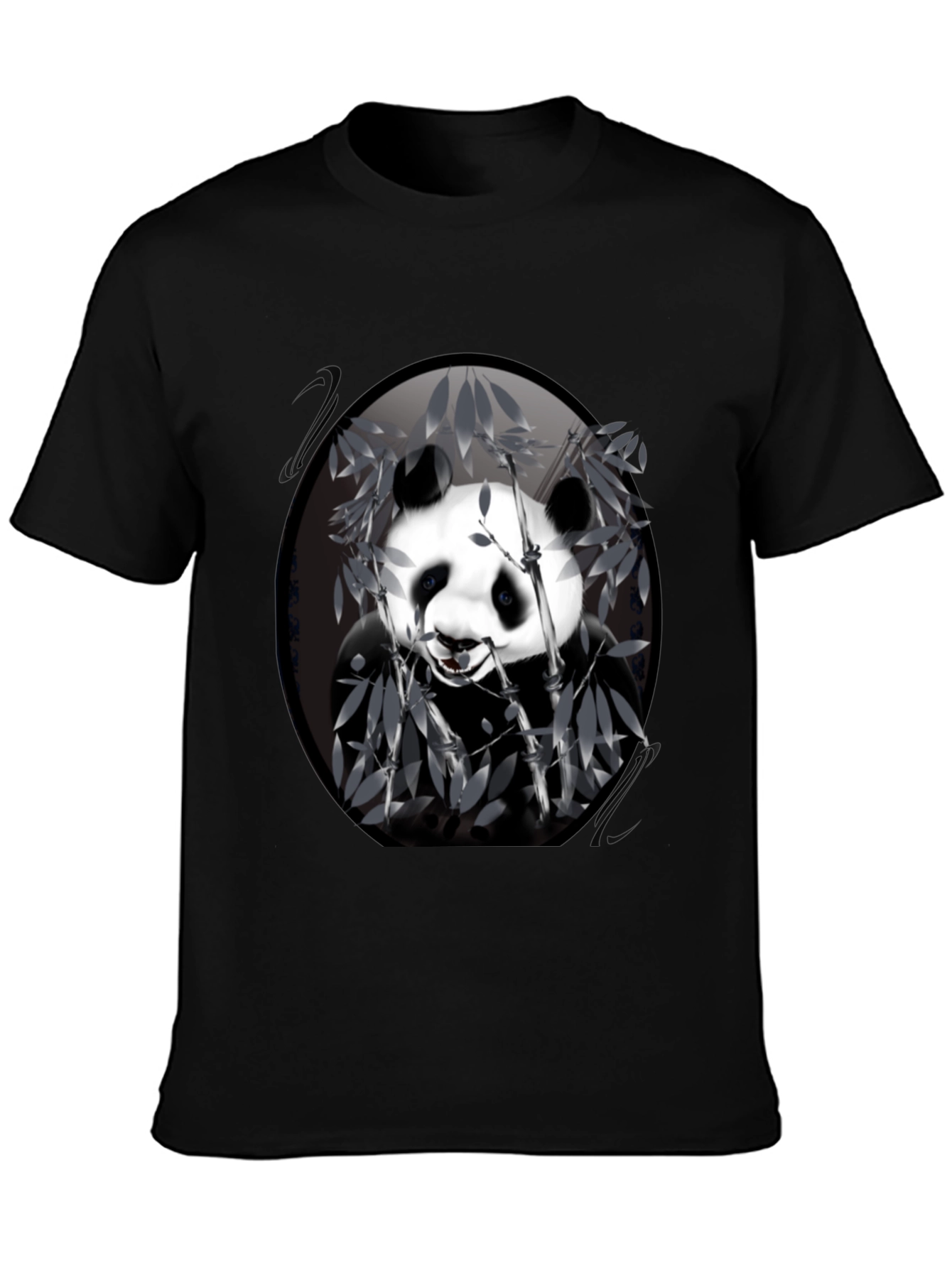 Panda Bamboo Graphic Black T-Shirt - Mens Casual Wear