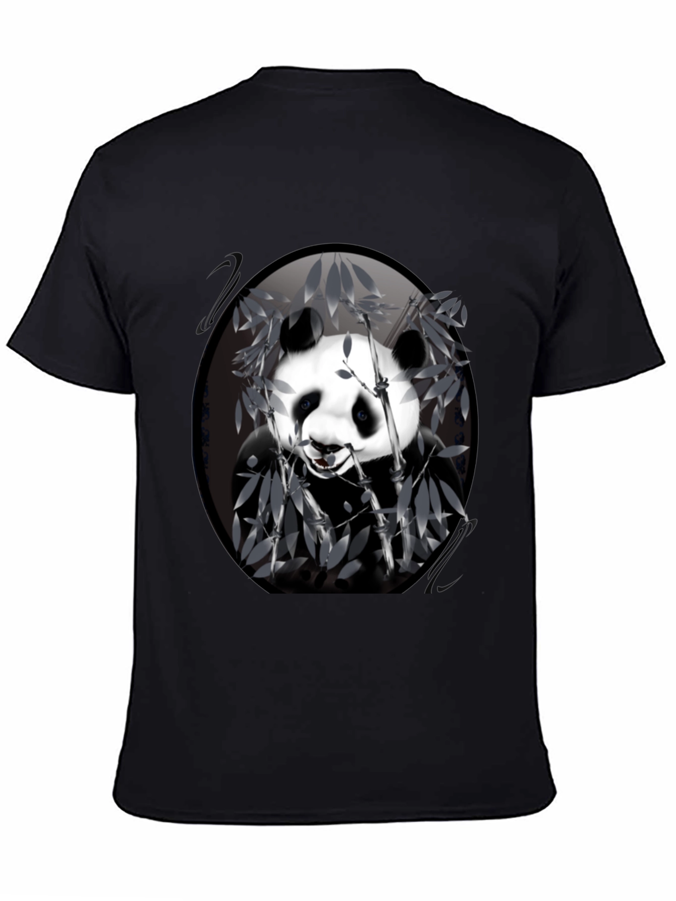 Panda Bamboo Graphic Black T-Shirt - Mens Casual Wear