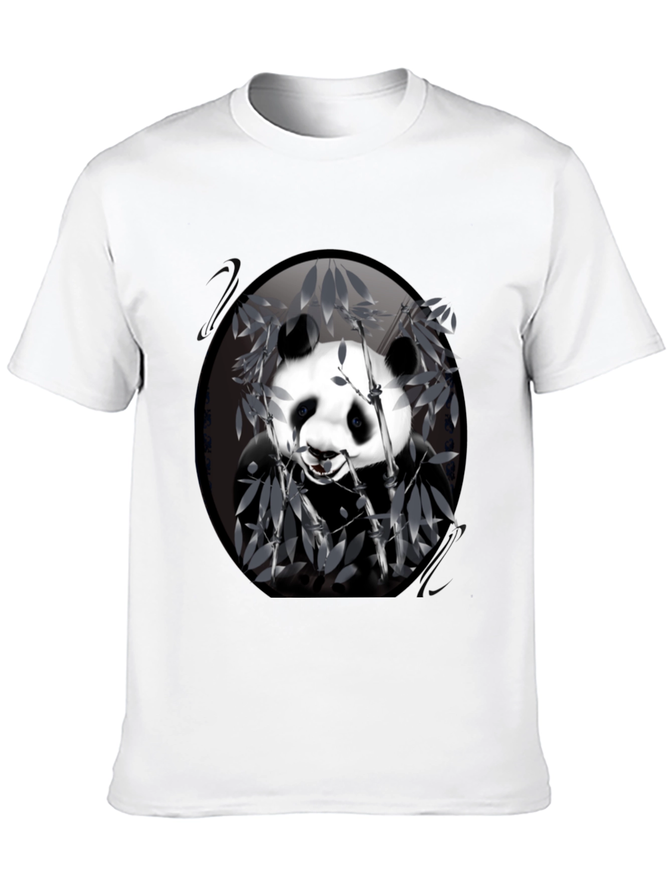 Panda Bamboo Graphic Black T-Shirt - Mens Casual Wear