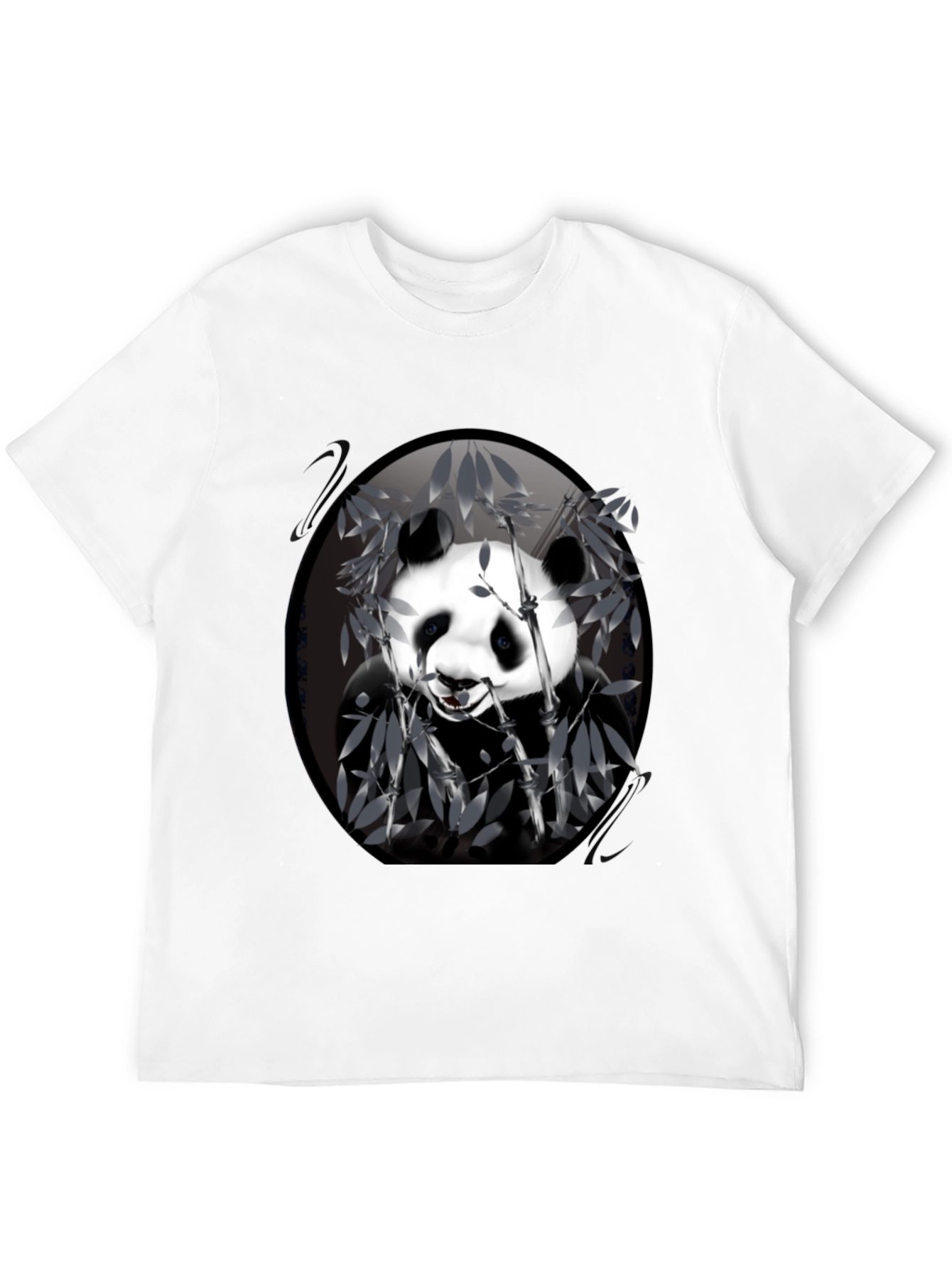 Panda Bamboo Graphic Black T-Shirt - Mens Casual Wear