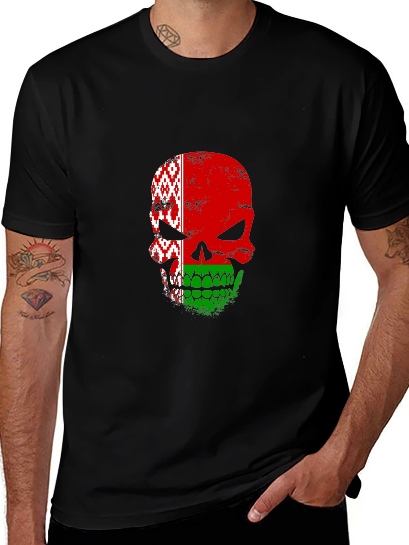 Belarus Skull Flag Graphic T-Shirt