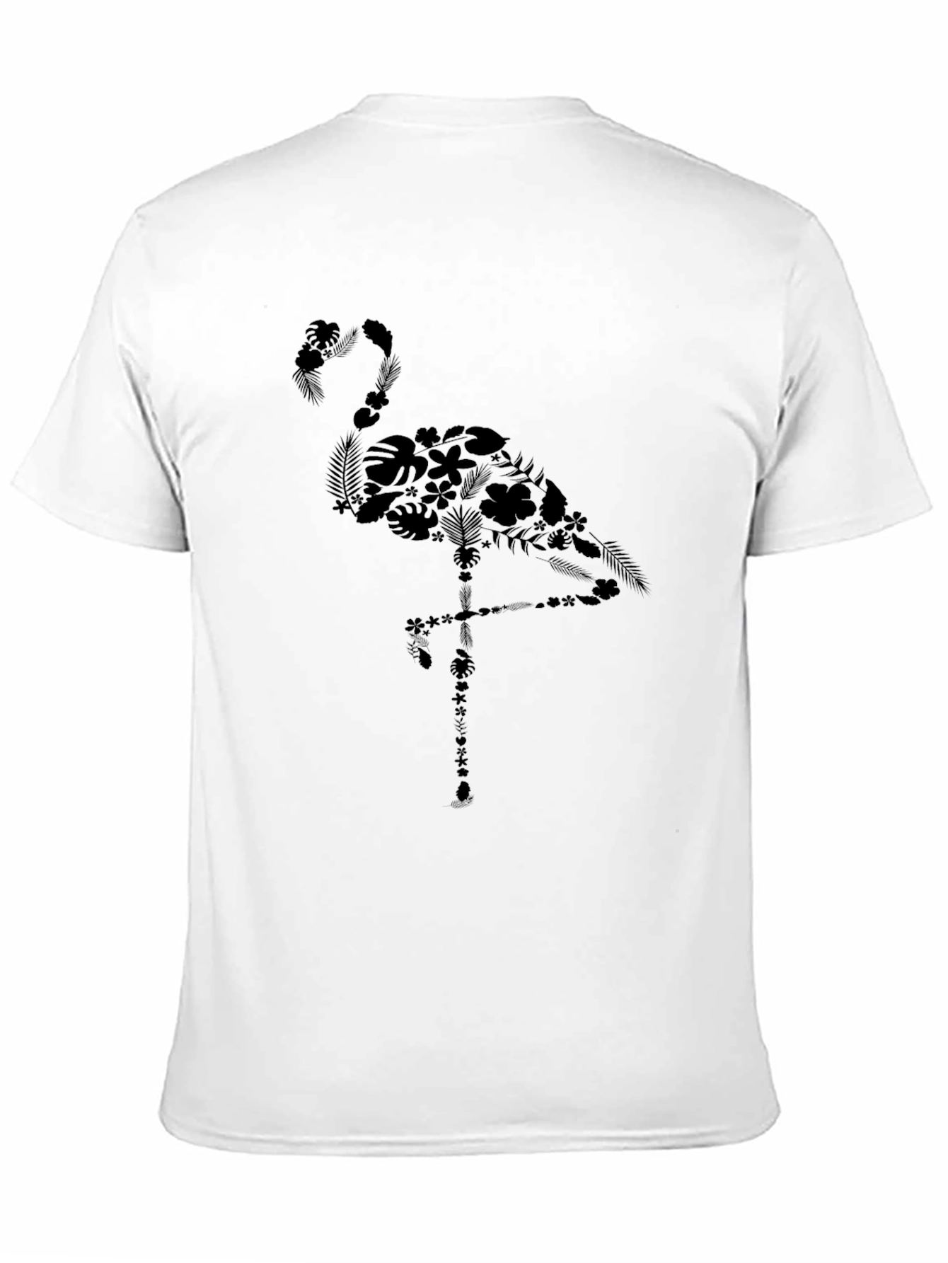 Floral Flamingo Graphic Tee - Casual Black T-Shirt