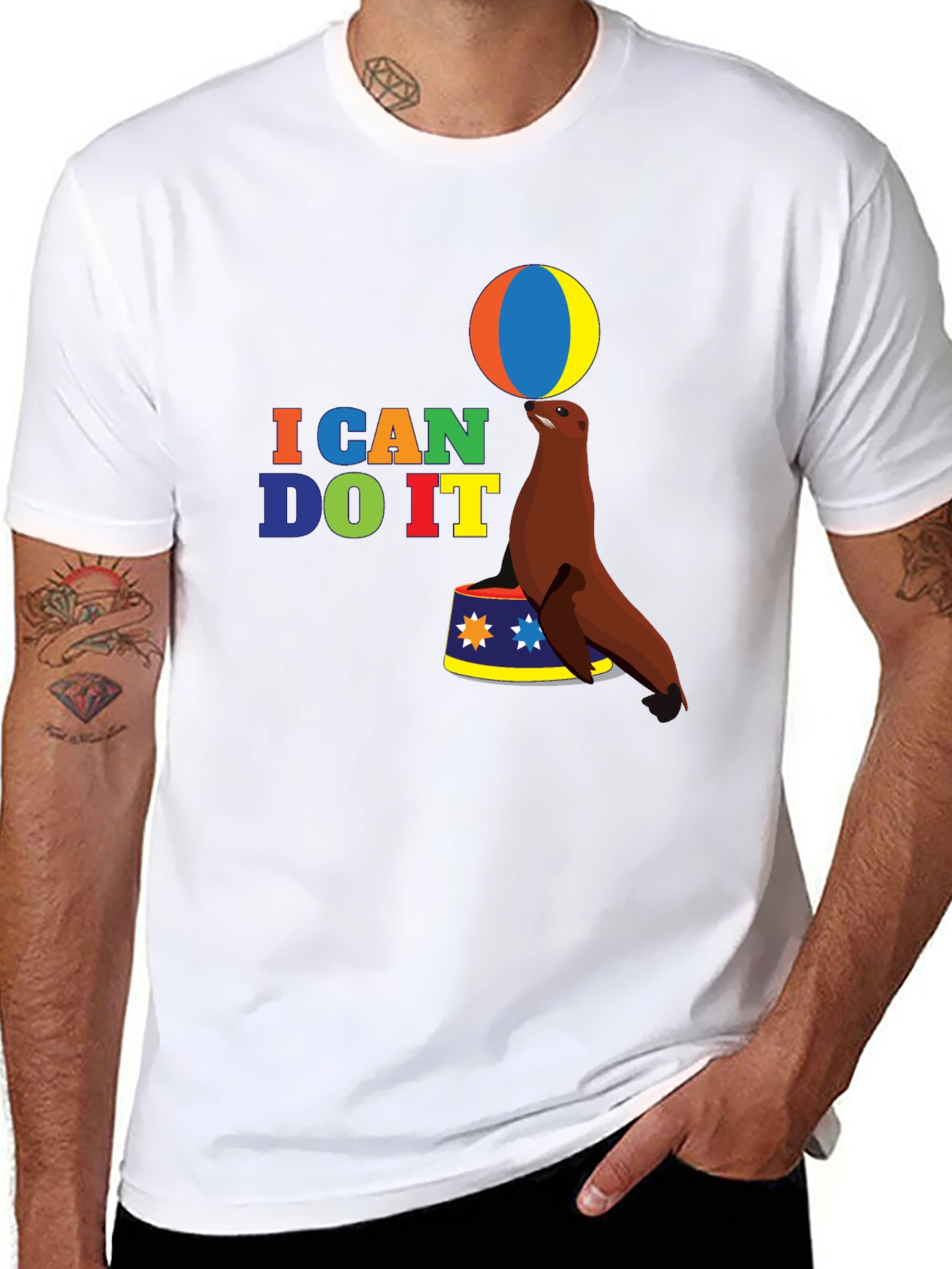 I Can Do It Seal T-Shirt - Black