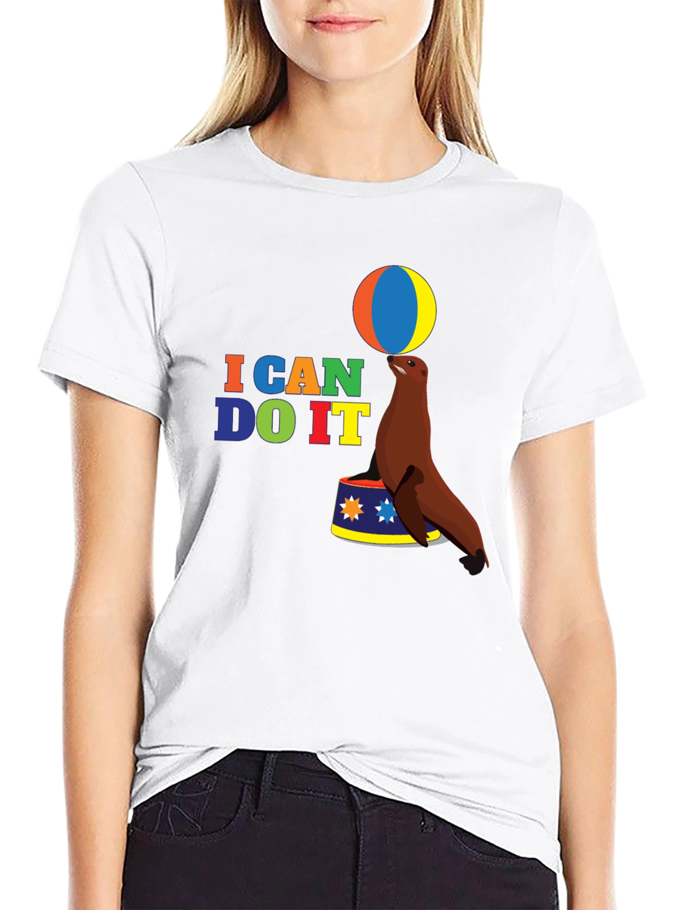 I Can Do It Seal T-Shirt - Black