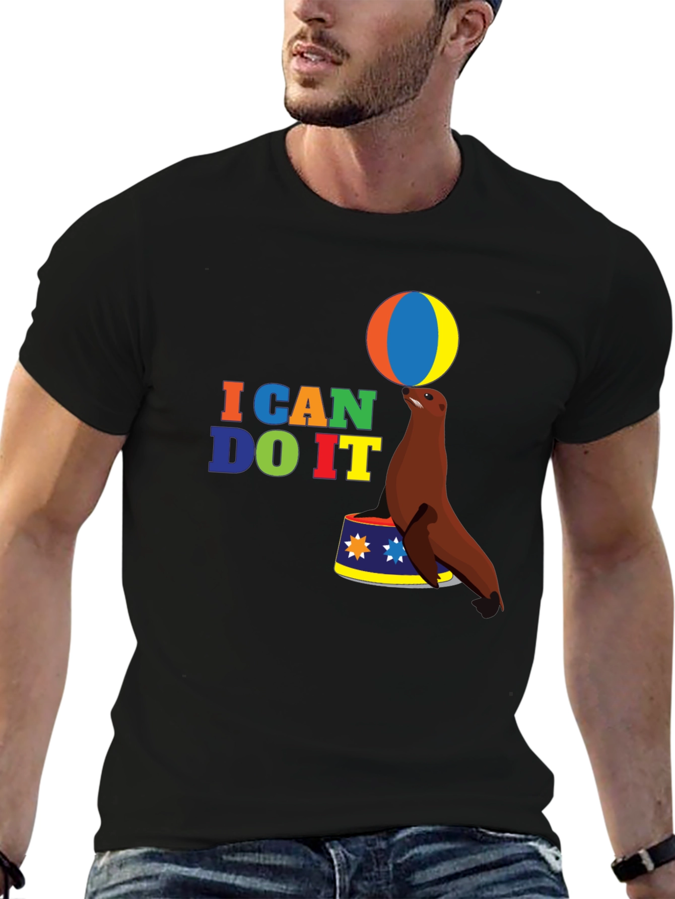I Can Do It Seal T-Shirt - Black