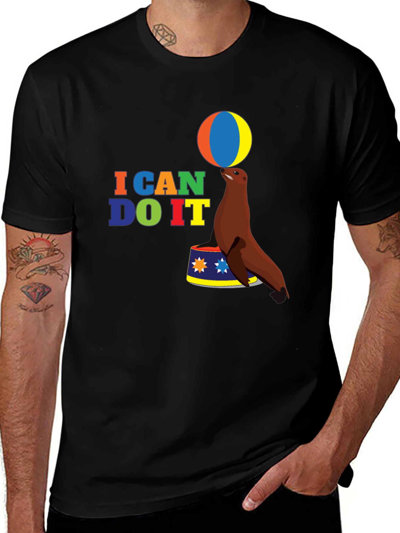 I Can Do It Seal T-Shirt - Black