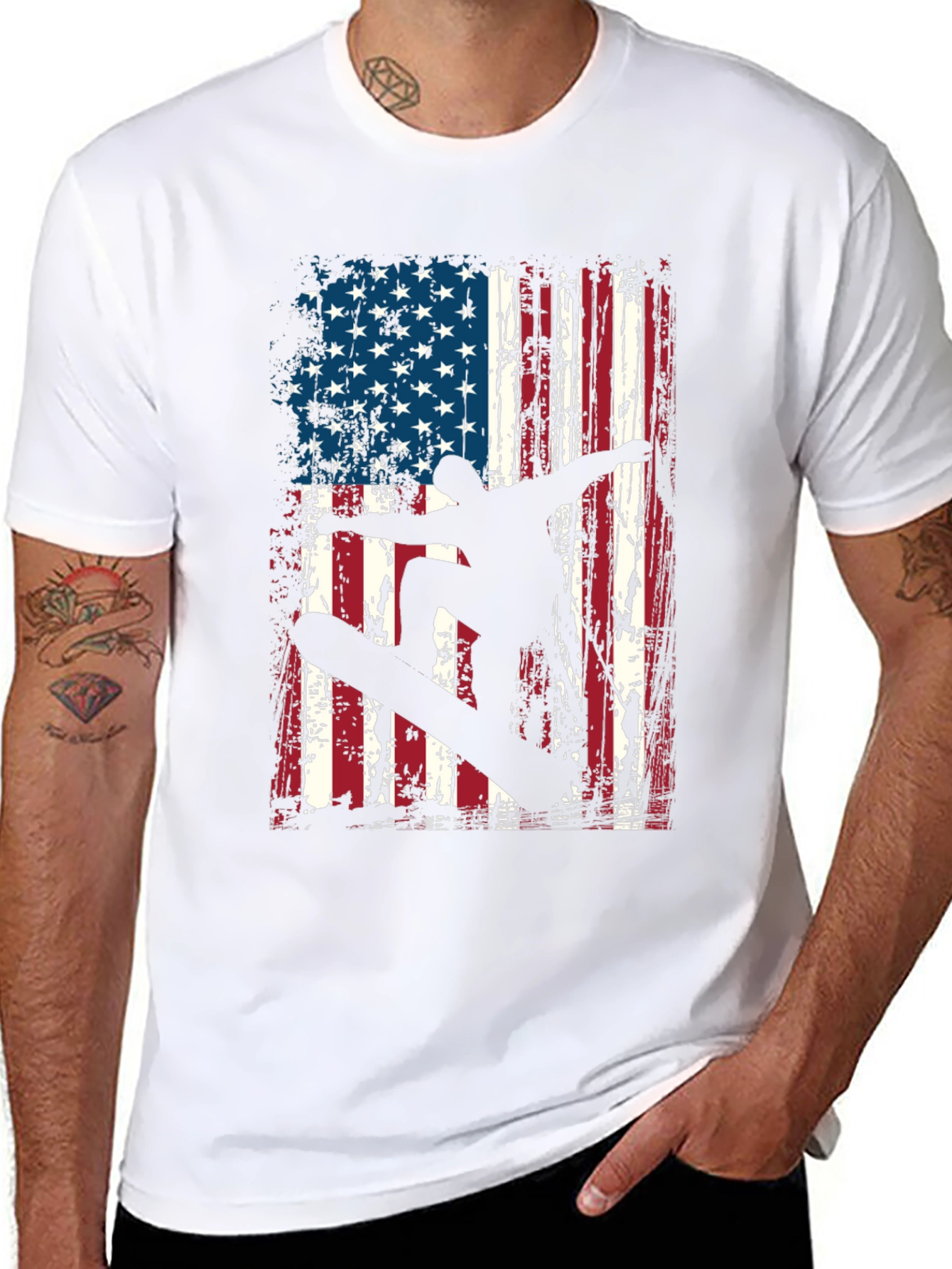 American Flag Snowboarder T-Shirt