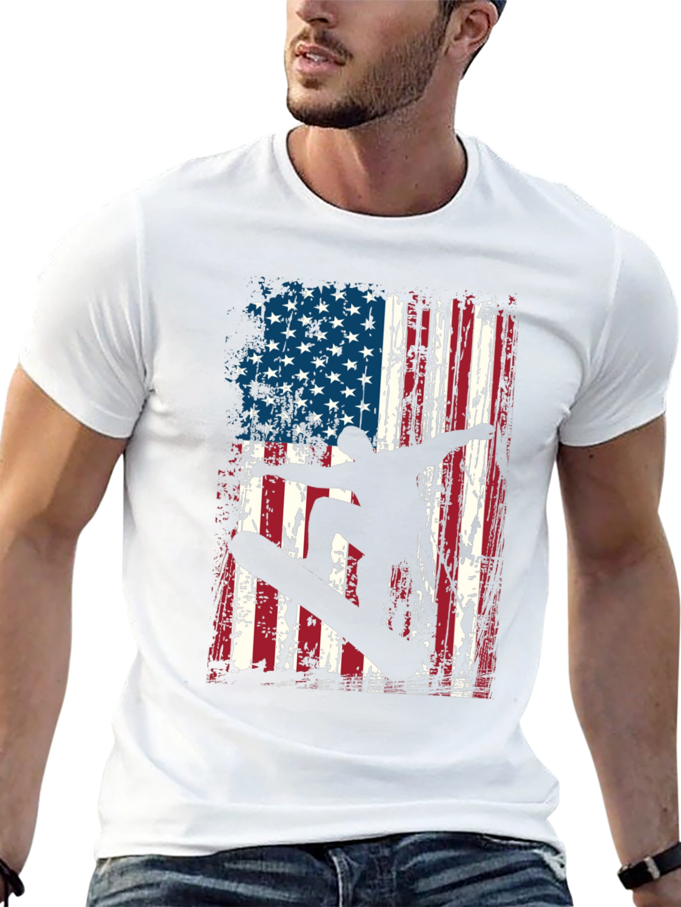 American Flag Snowboarder T-Shirt