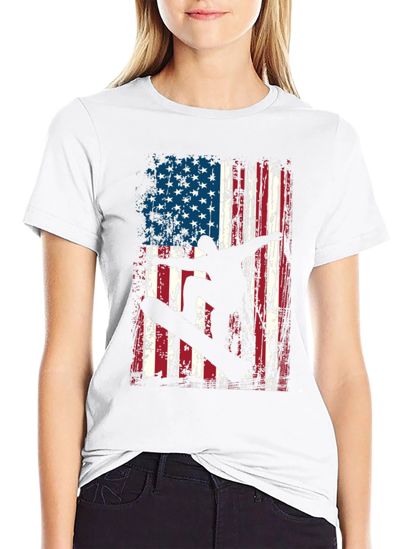 American Flag Snowboarder T-Shirt