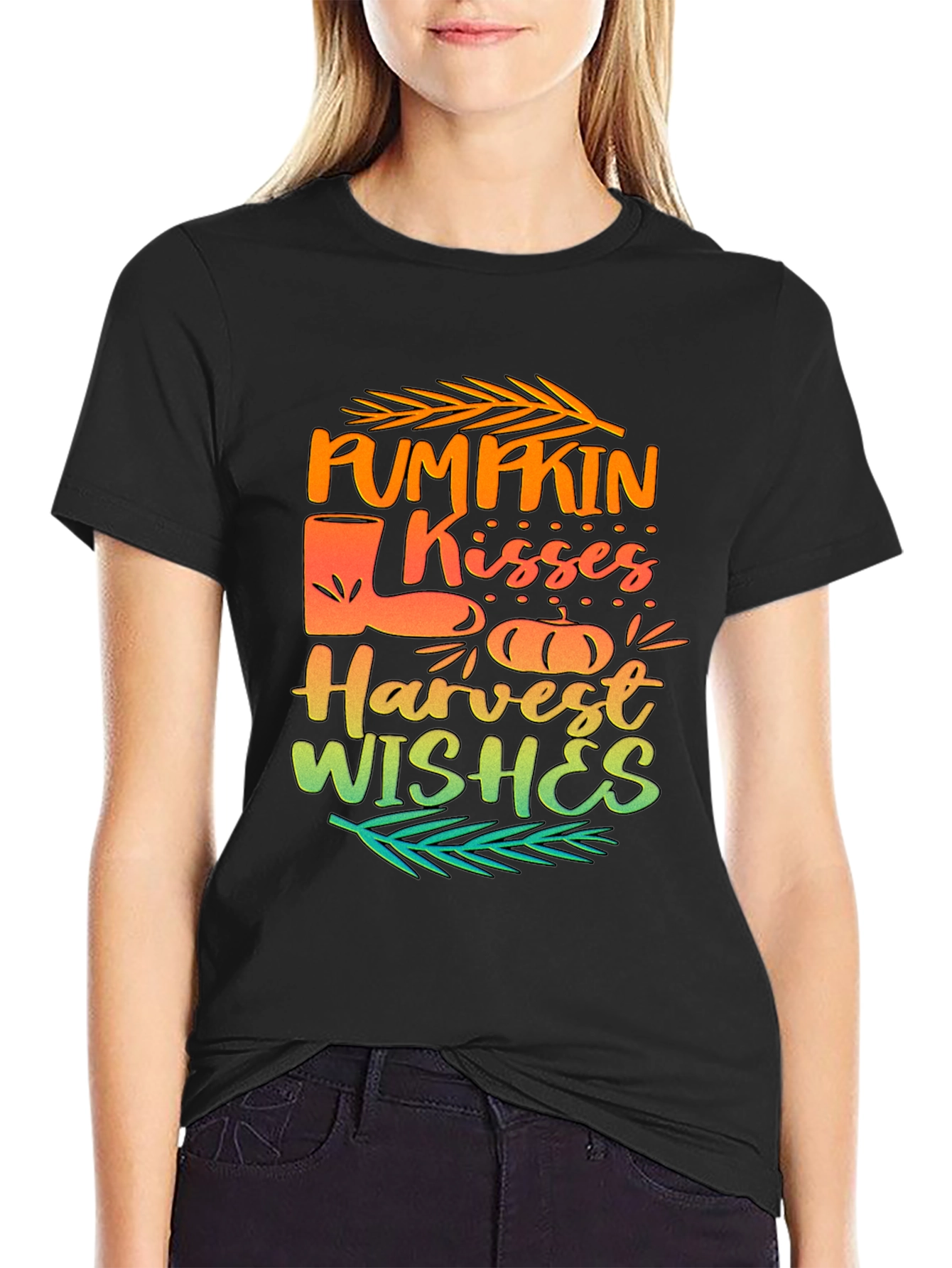 Pumpkin Kisses Harvest Wishes Graphic Tee